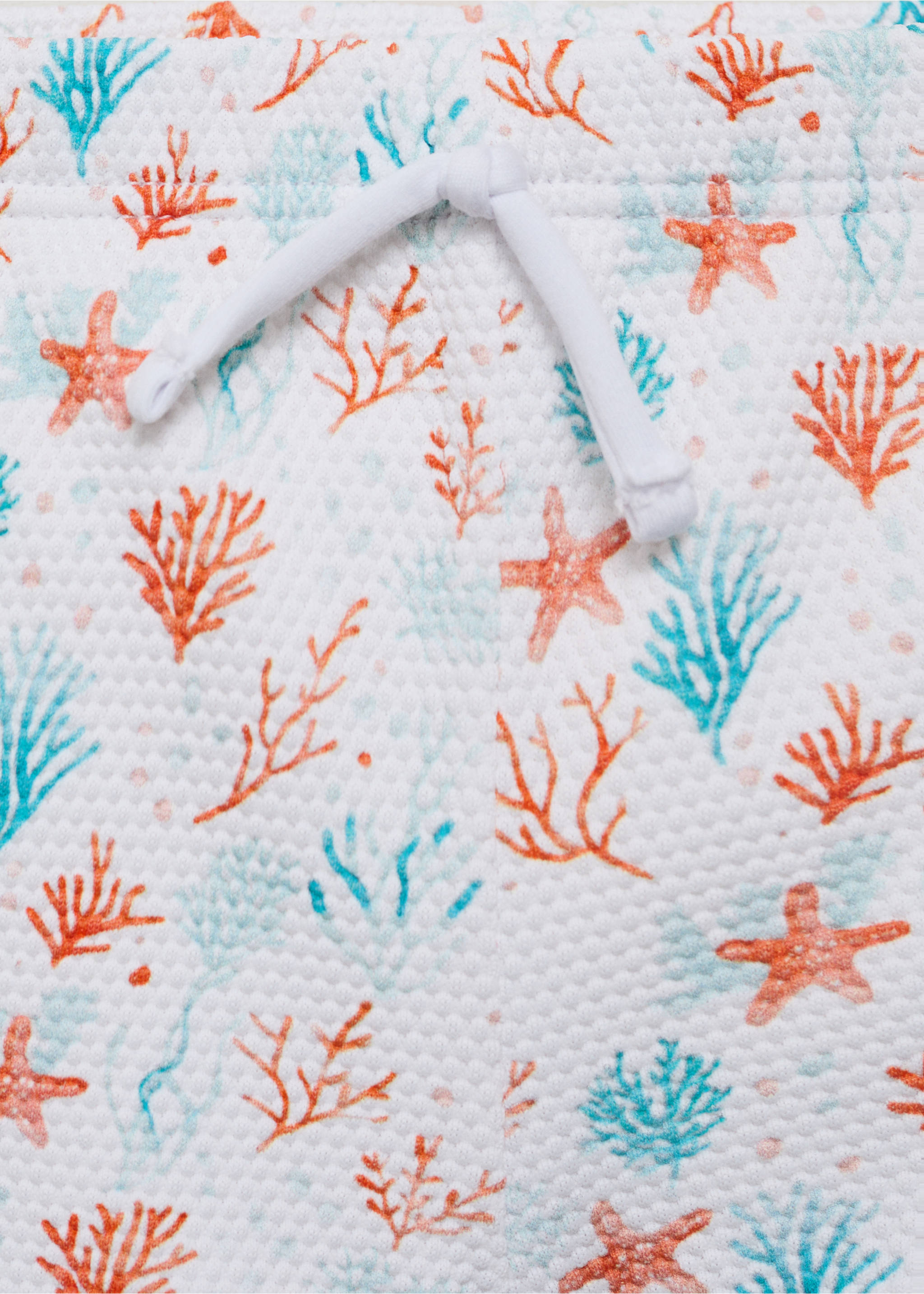 Textured printed swimsuit - Details of the article 0, Coral Red. Ref: 87057177-00.