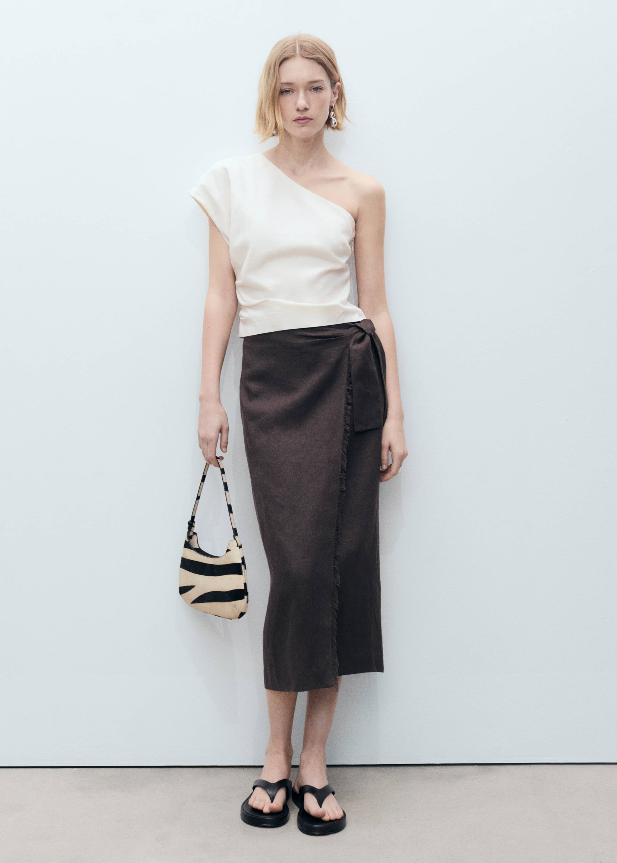 Asymmetrische linnen top - Overzichtstekening