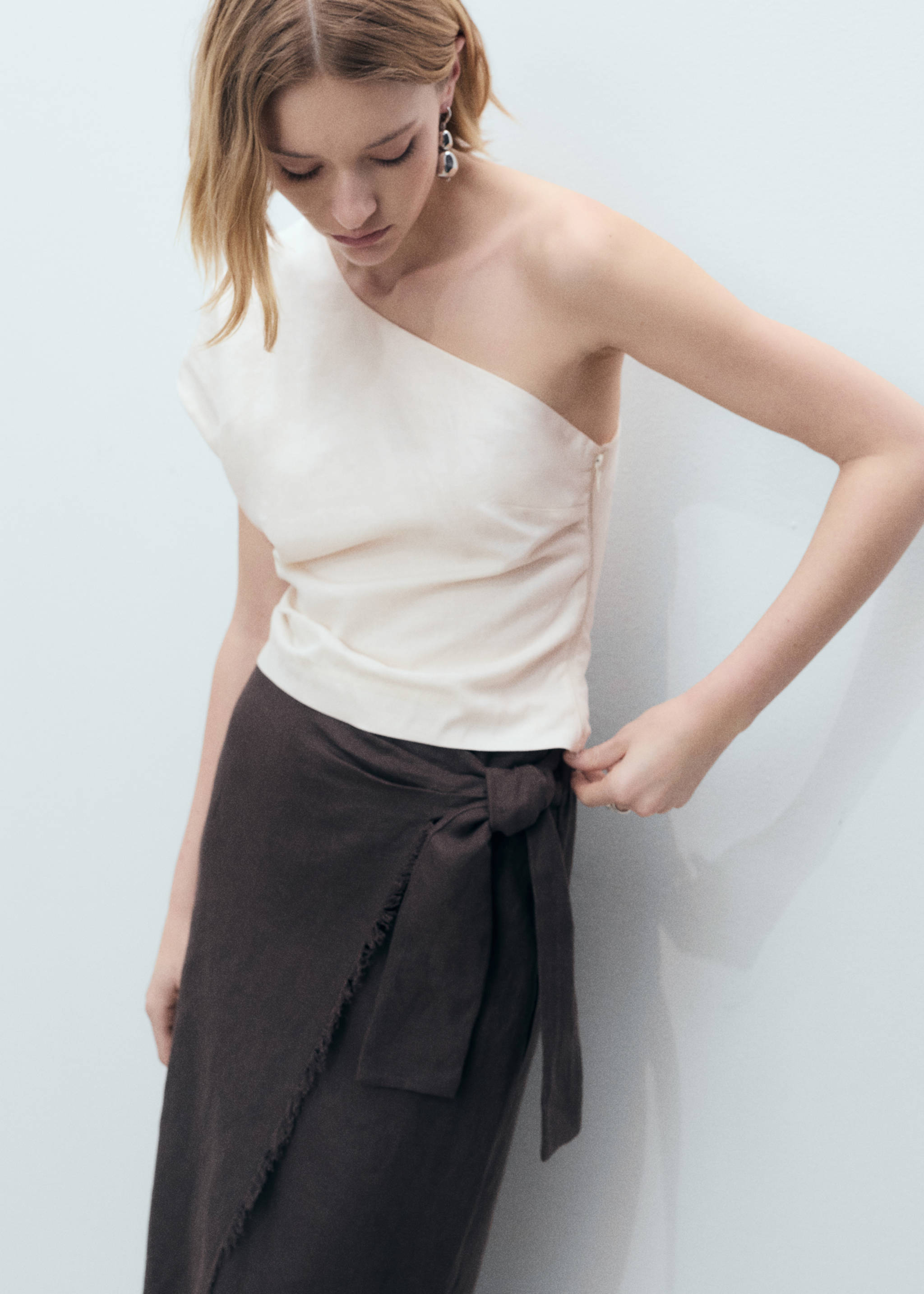 Asymmetrische linnen top - Middenvlak