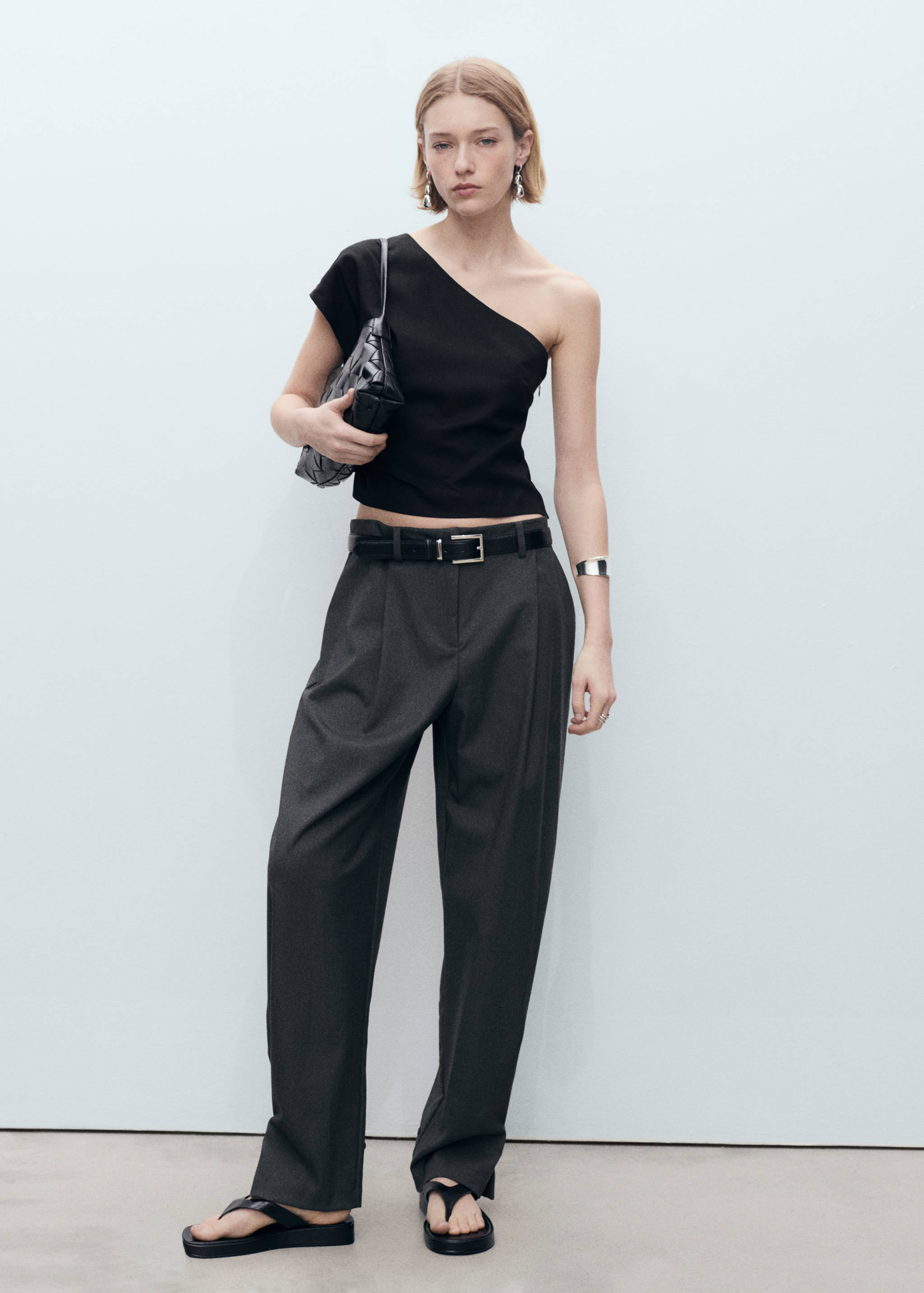 Asymmetrische linnen top - Overzichtstekening