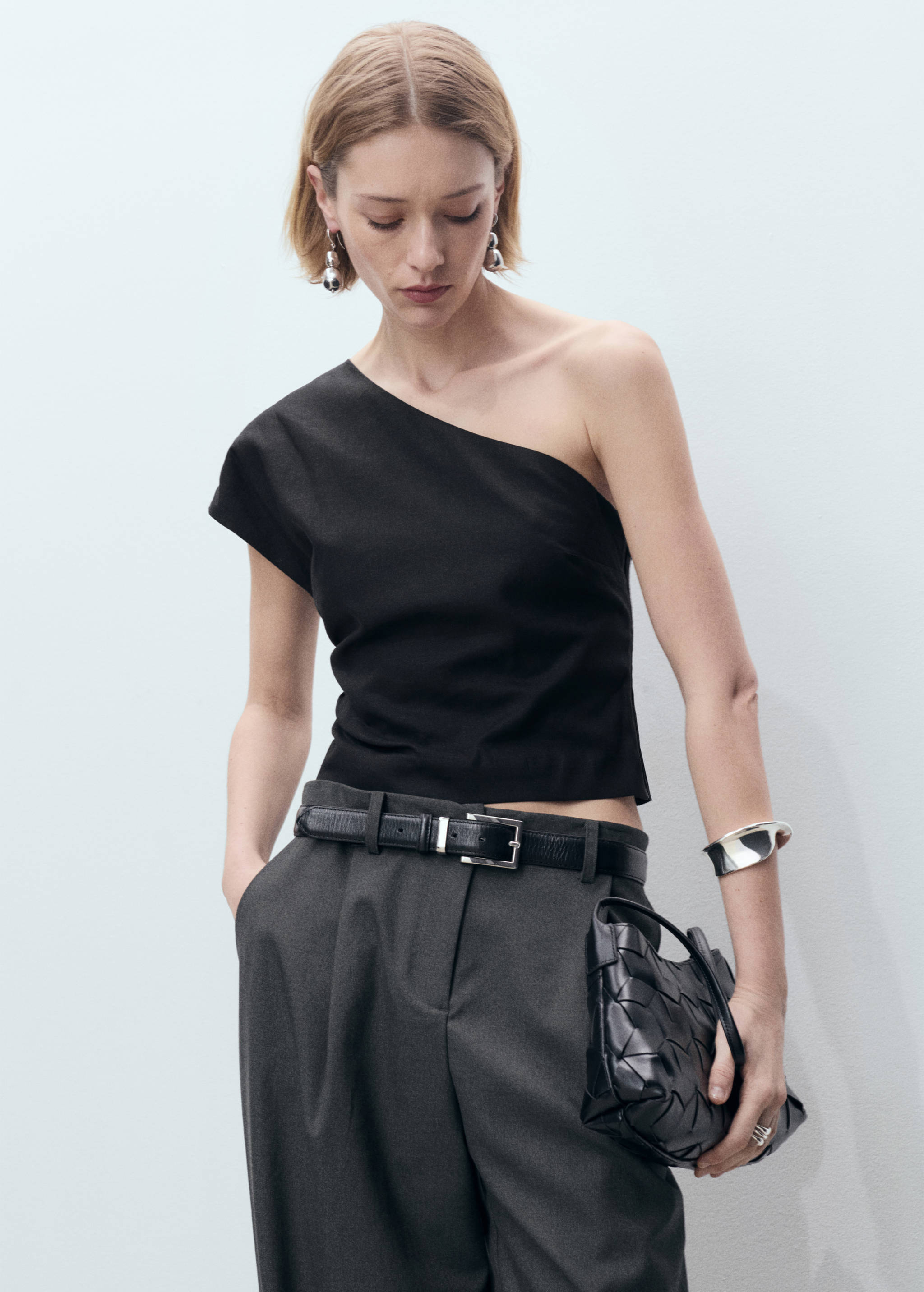 Asymmetrische linnen top - Middenvlak