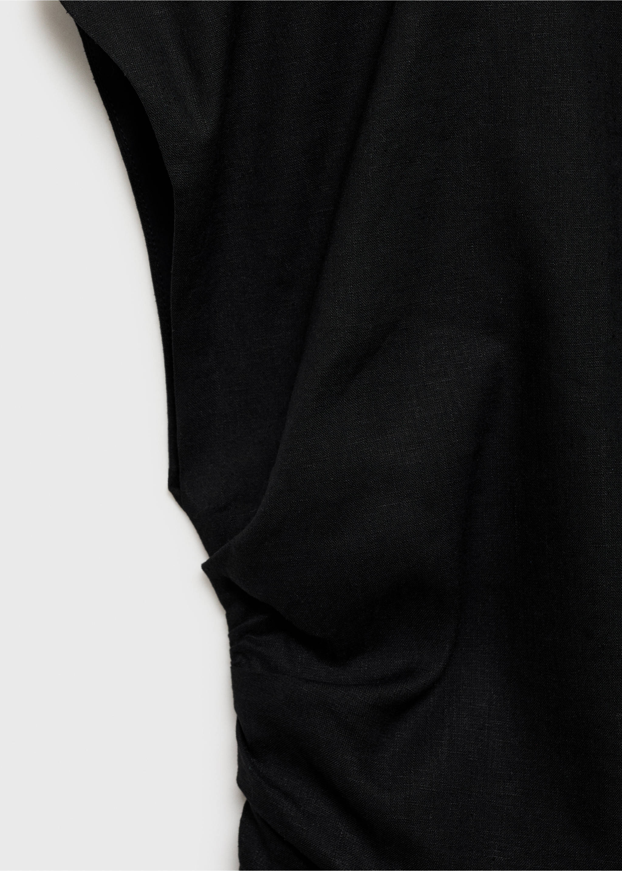 Asymetryczny top z lnu - Szczegóły artykułu 8, Czarny. Ref: 87057178-00.