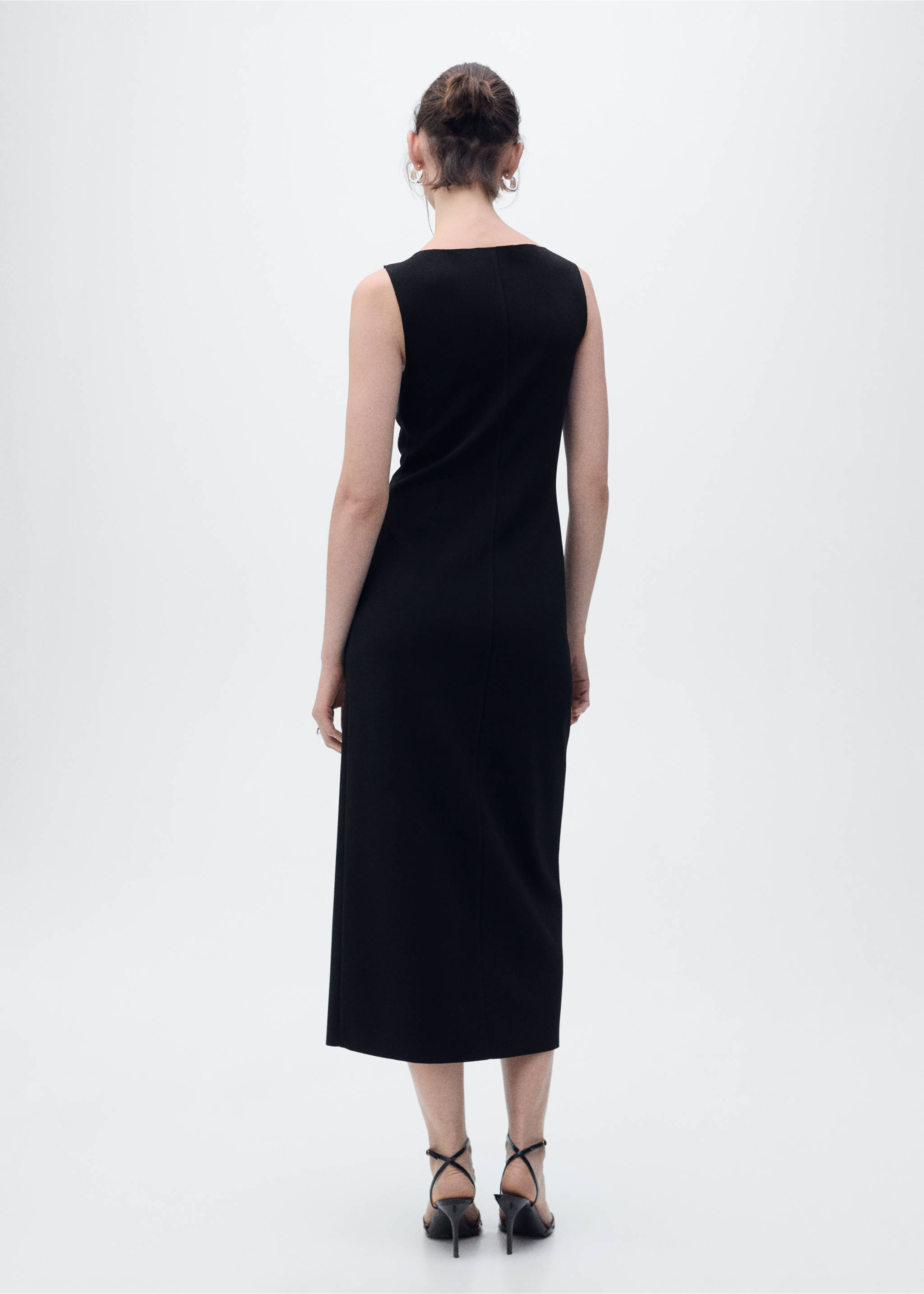 Boat-neck knitted dress - Reverse of the article, Black. Ref: 87057180-00.