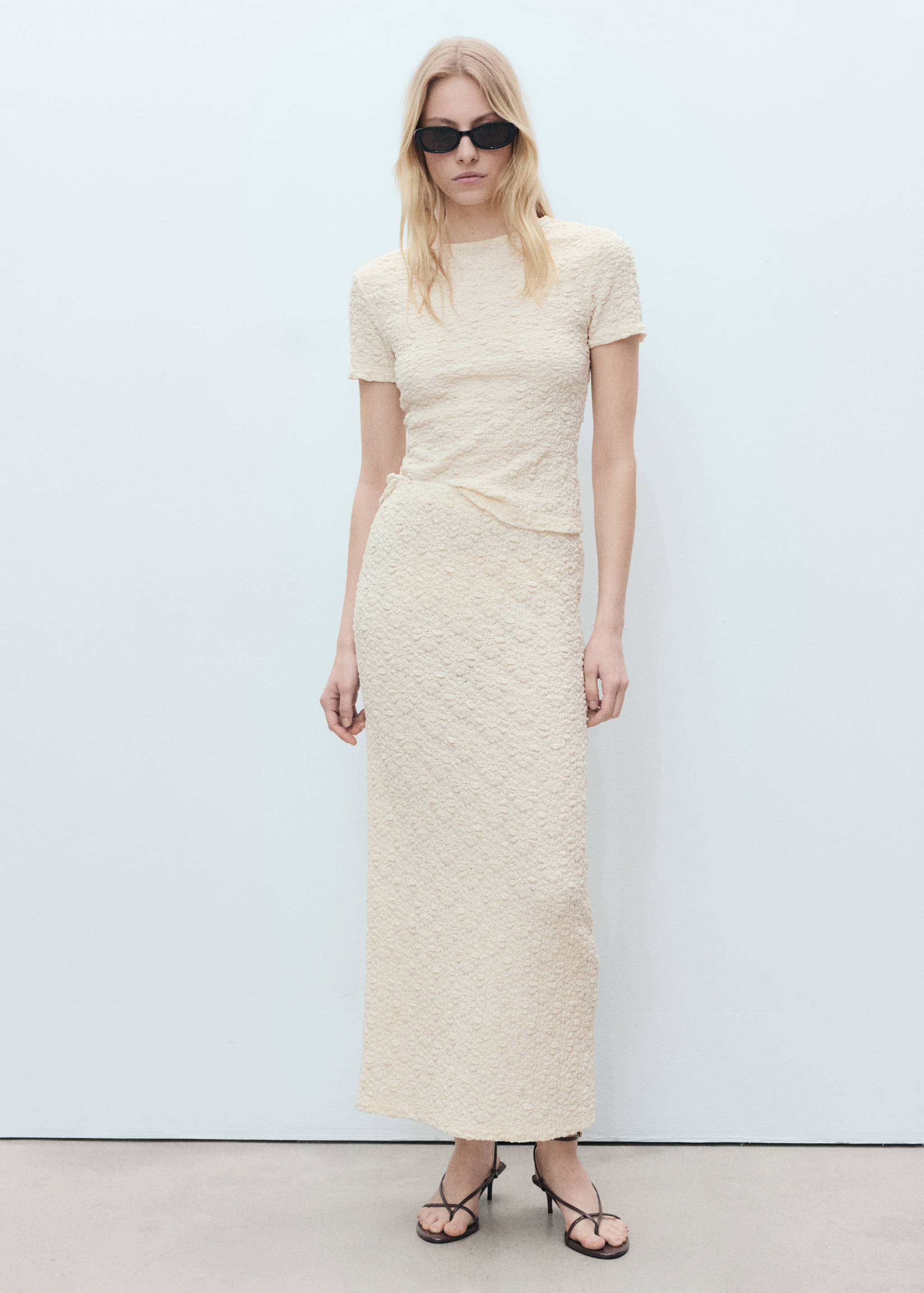 Textured cotton-blend t-shirt - General plane