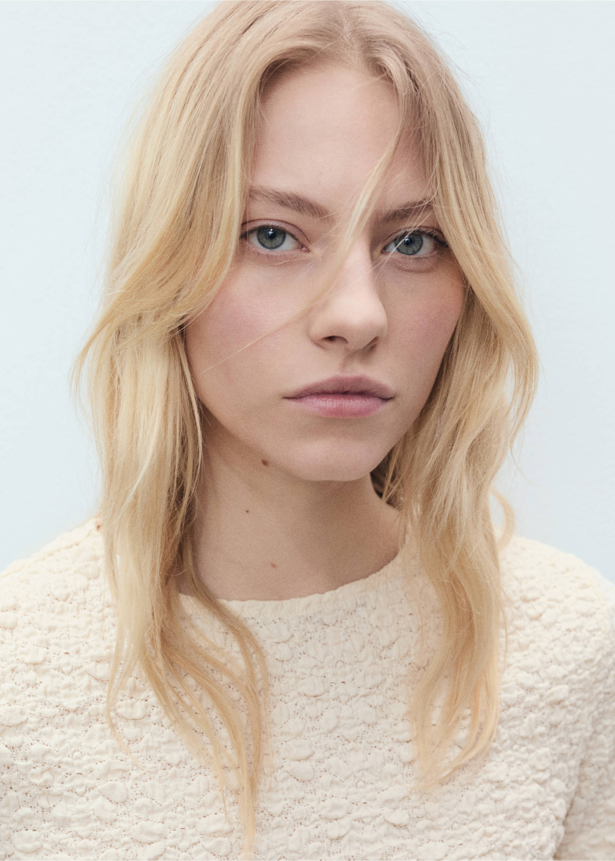 Camiseta mezcla algodón textura - Detalle del artículo 1, Crudo. Ref: 87057181-00.