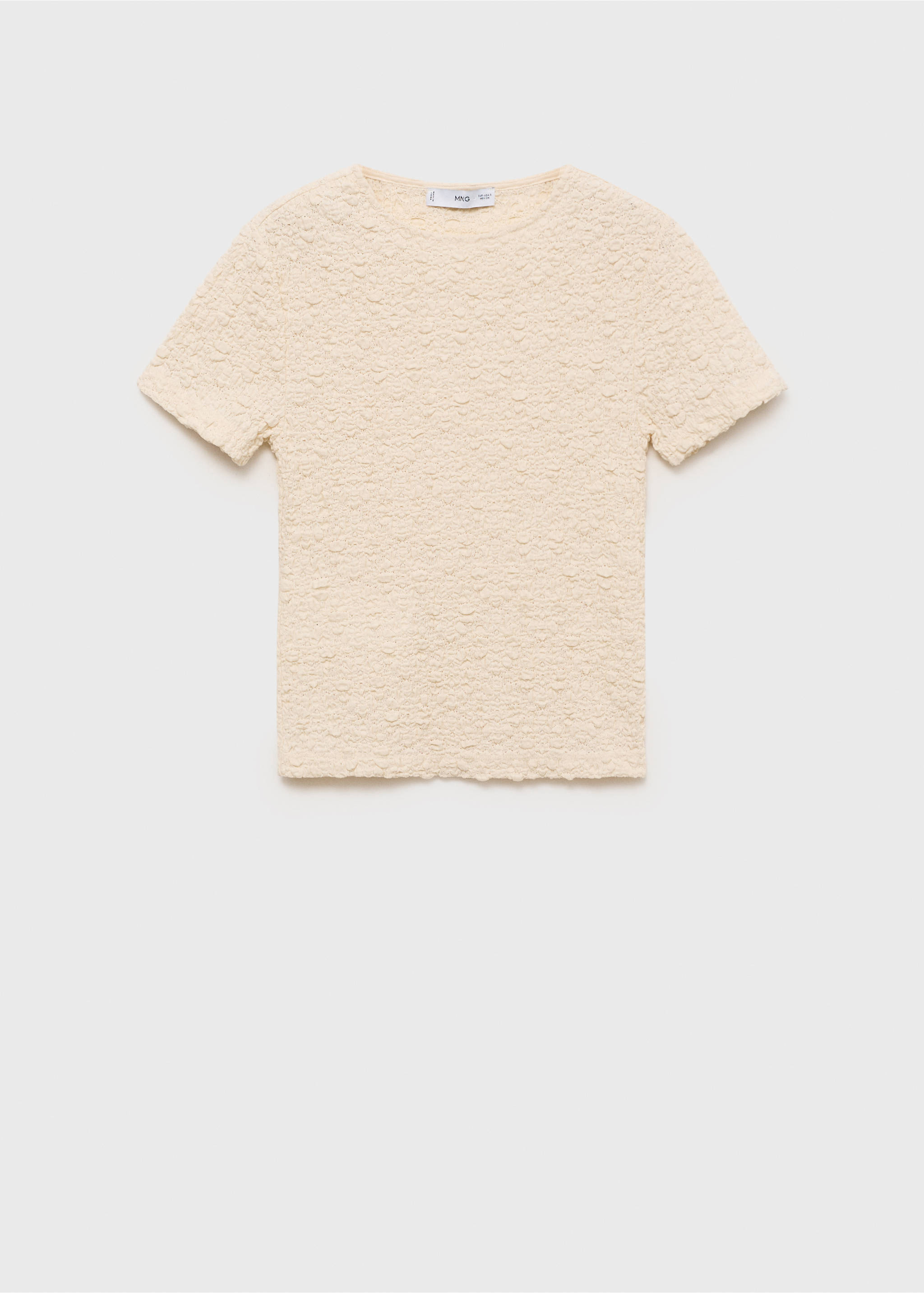 Textured cotton-blend t-shirt - Article without model, Ecru. Ref: 87057181-00.