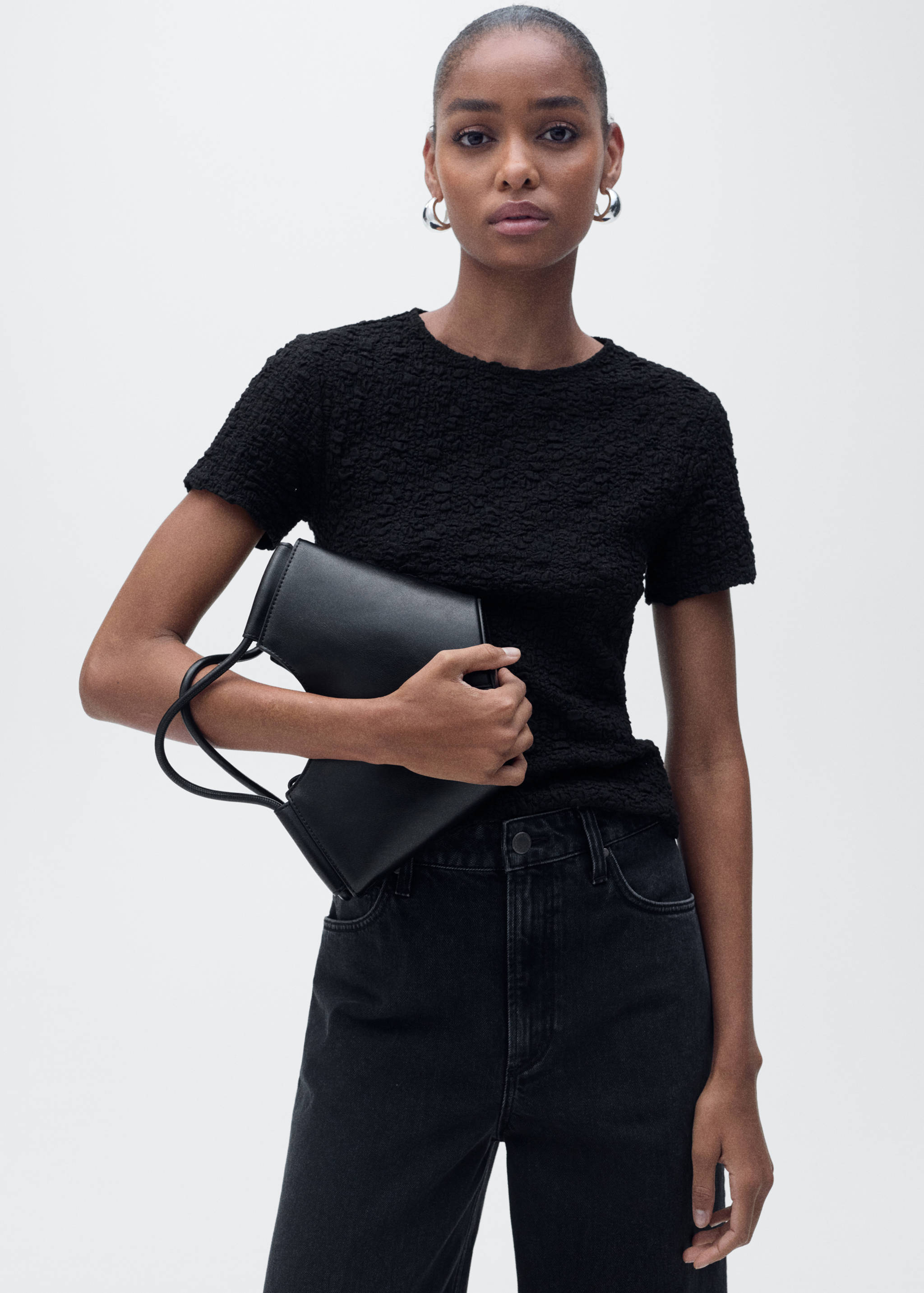 Tricou textură din amestec de bumbac - Plan mediu