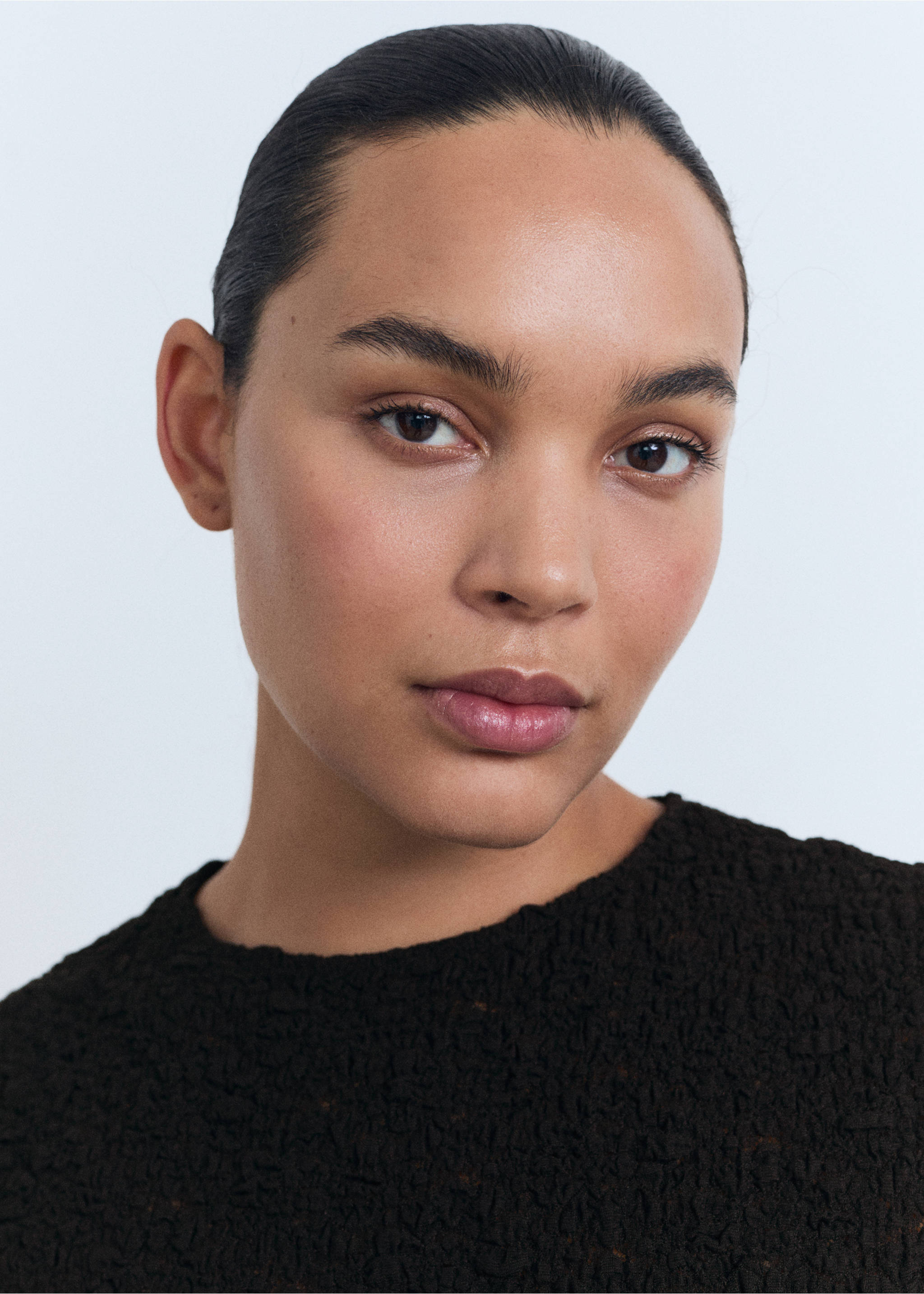 Tricou textură din amestec de bumbac - Detaliu al articolului 4, Negru. Ref: 87057181-00.