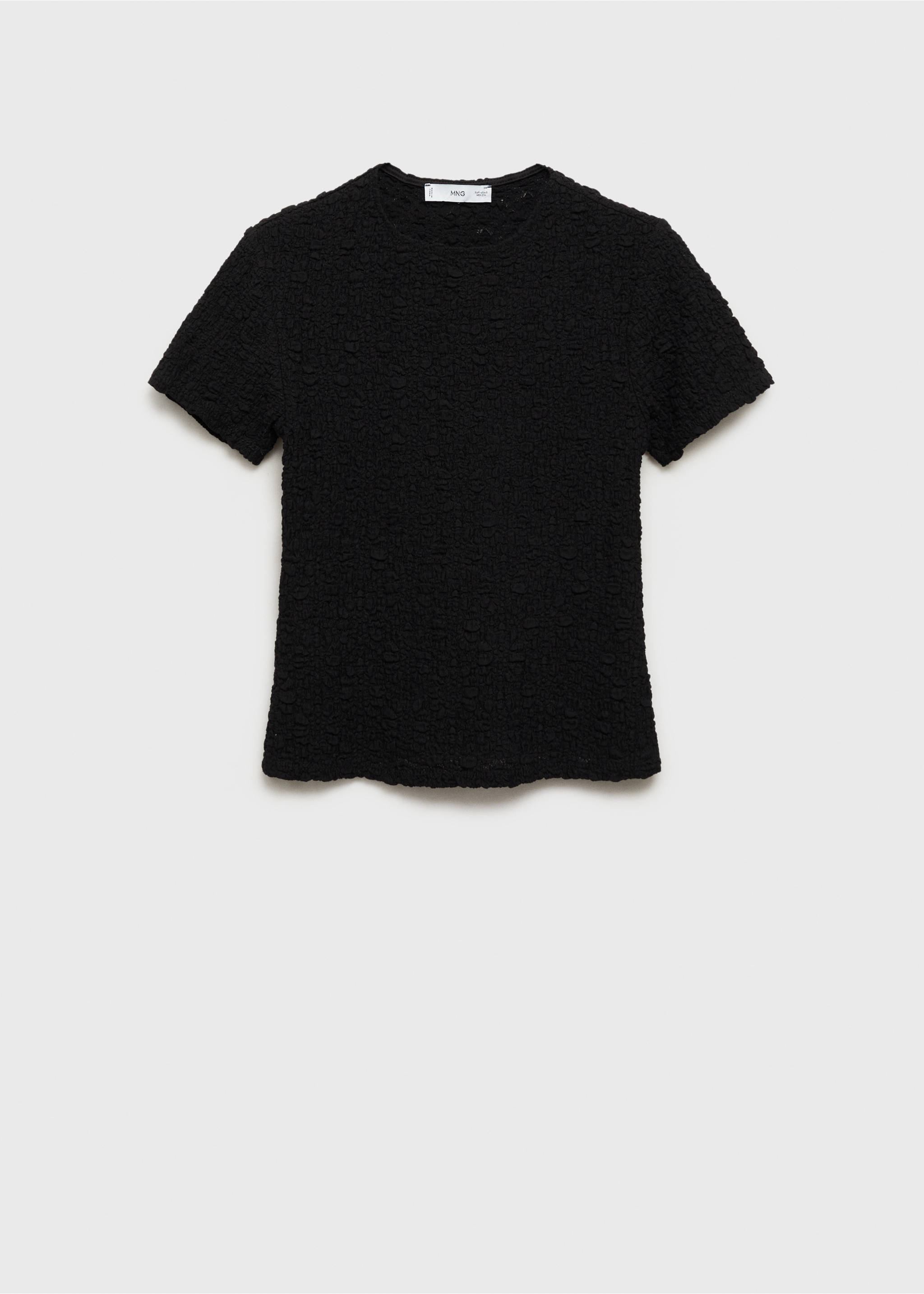 Textured cotton-blend t-shirt - Article without model, Black. Ref: 87057181-00.