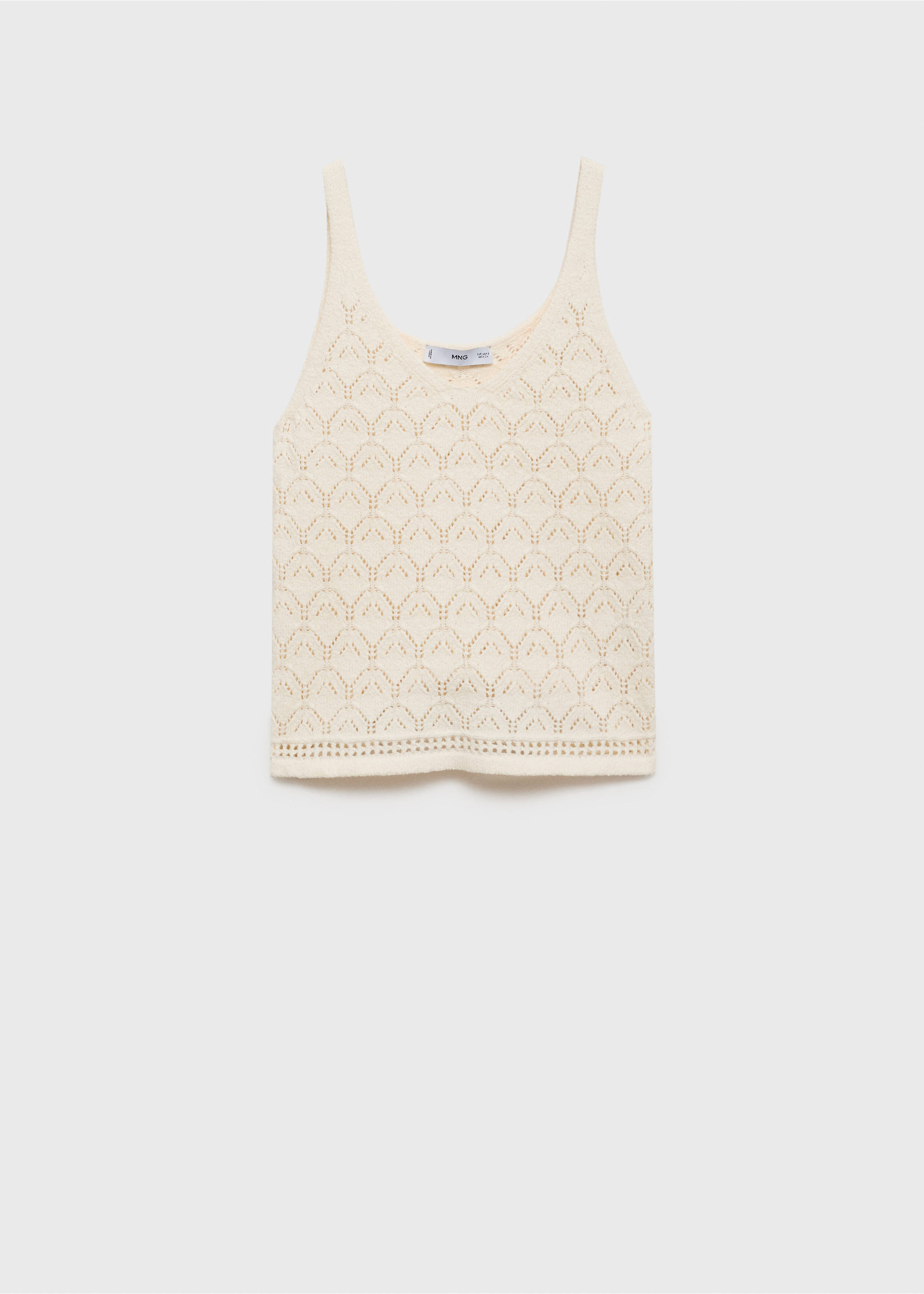 Knit top with lace accents - Article without model, Ecru. Ref: 87057182-00.