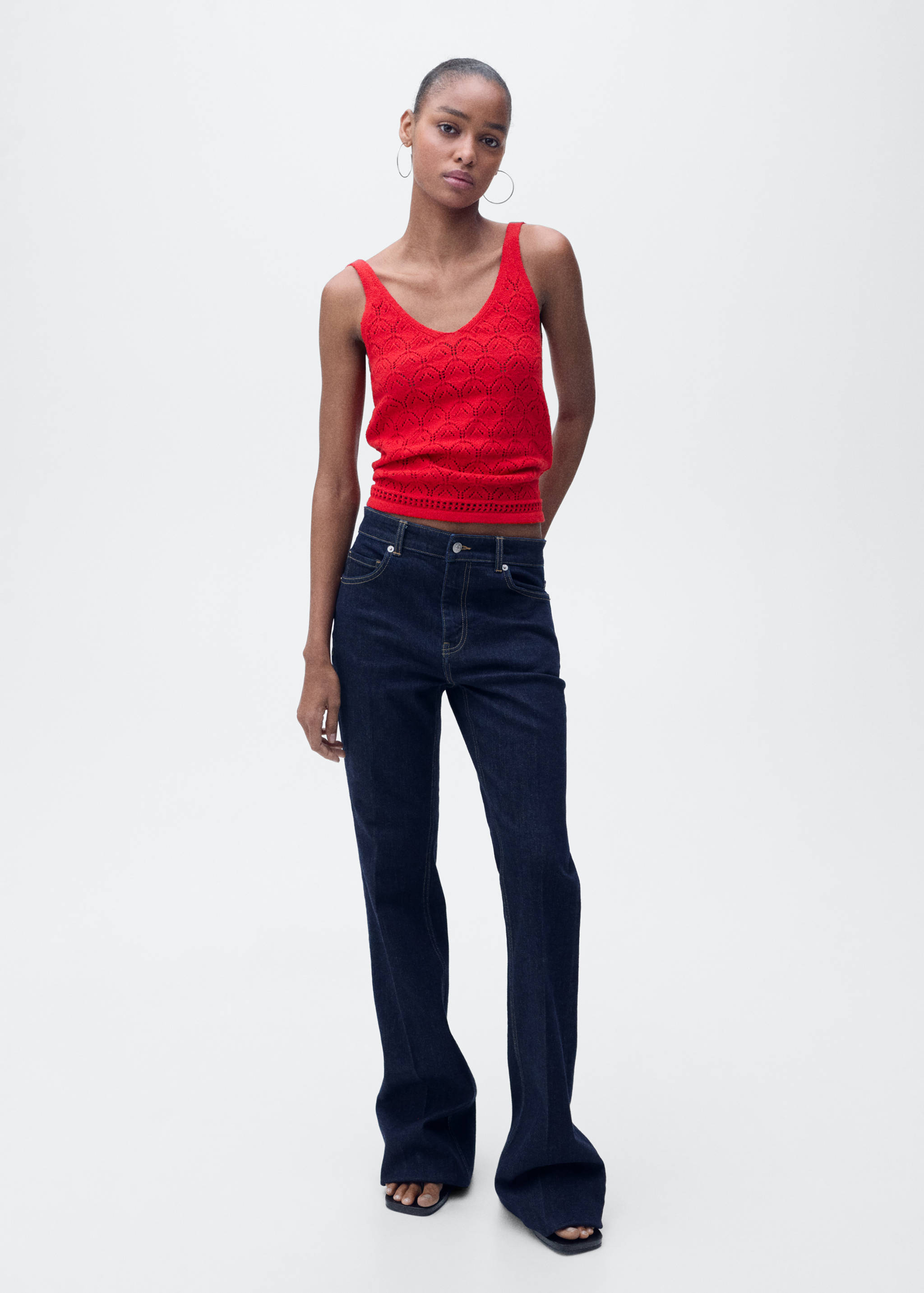 Openwork details knit top - General plane