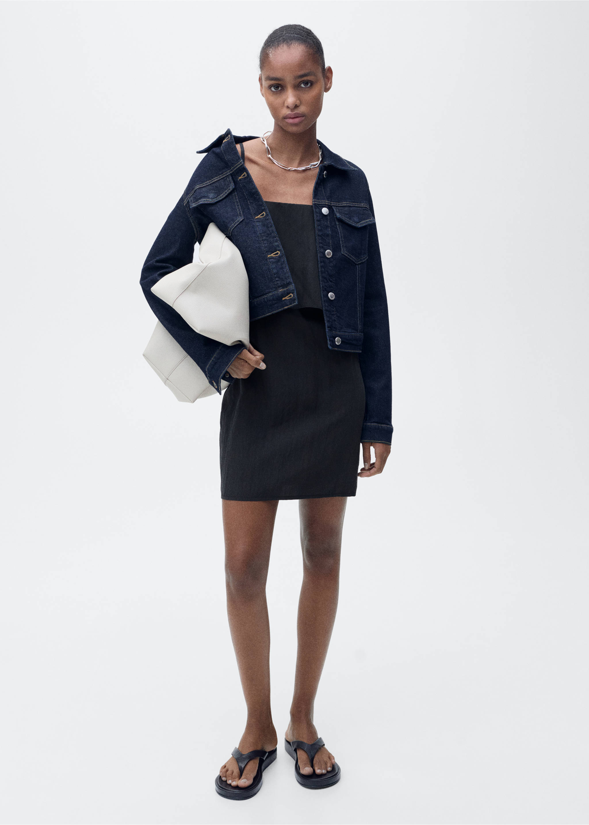 Lyocell dress with ruffles - General plane, Black. Ref: 87057186-00.