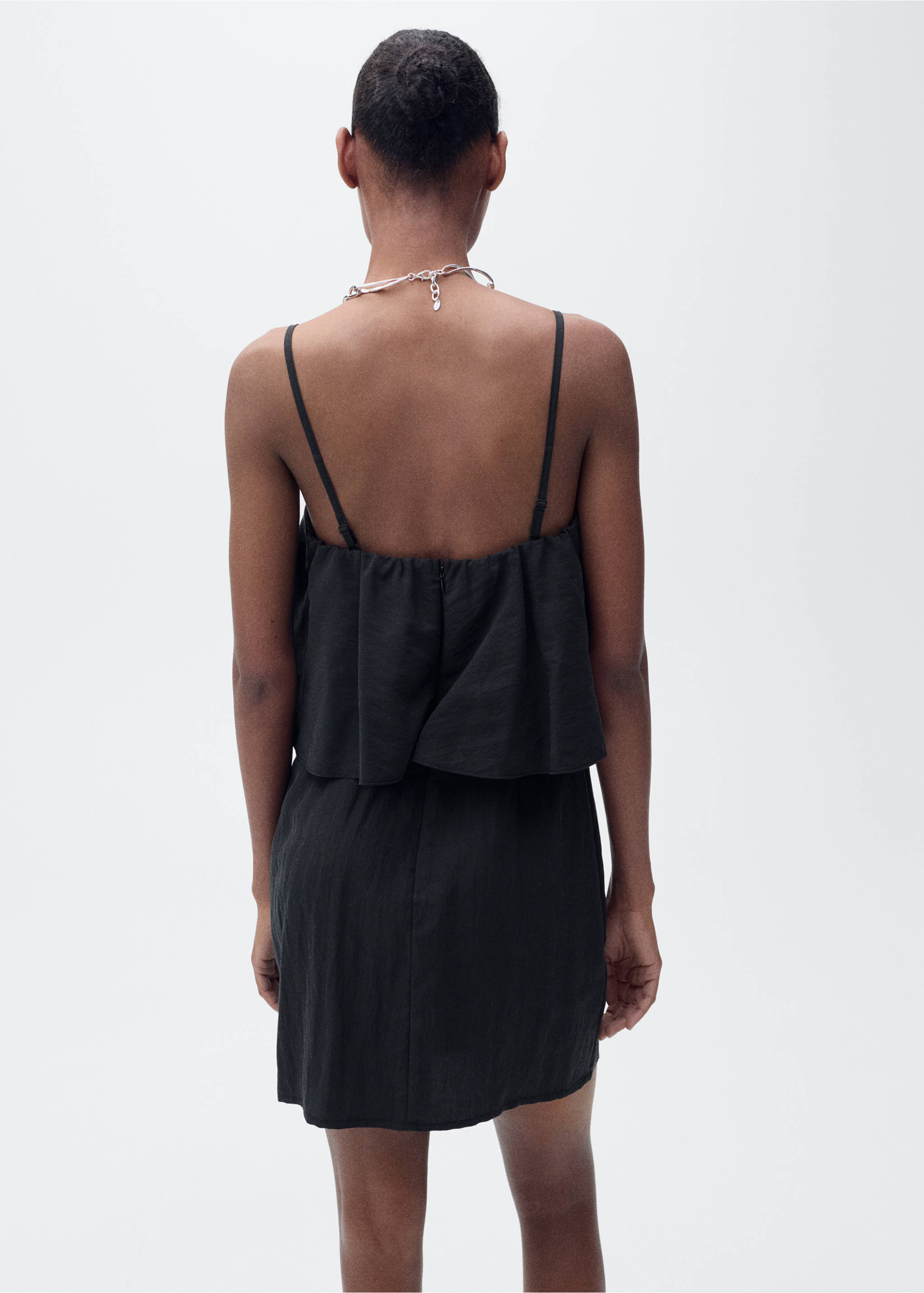 Lyocell dress with ruffles - Reverse of the article, Black. Ref: 87057186-00.