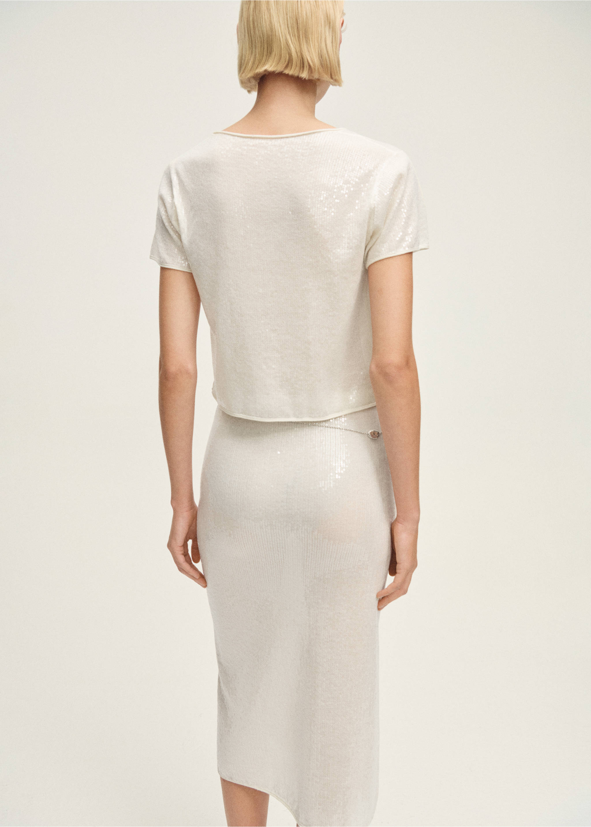 Falda punto lápiz lentejuelas - Reverso del artículo, Vainilla. Ref: 87057190-00.