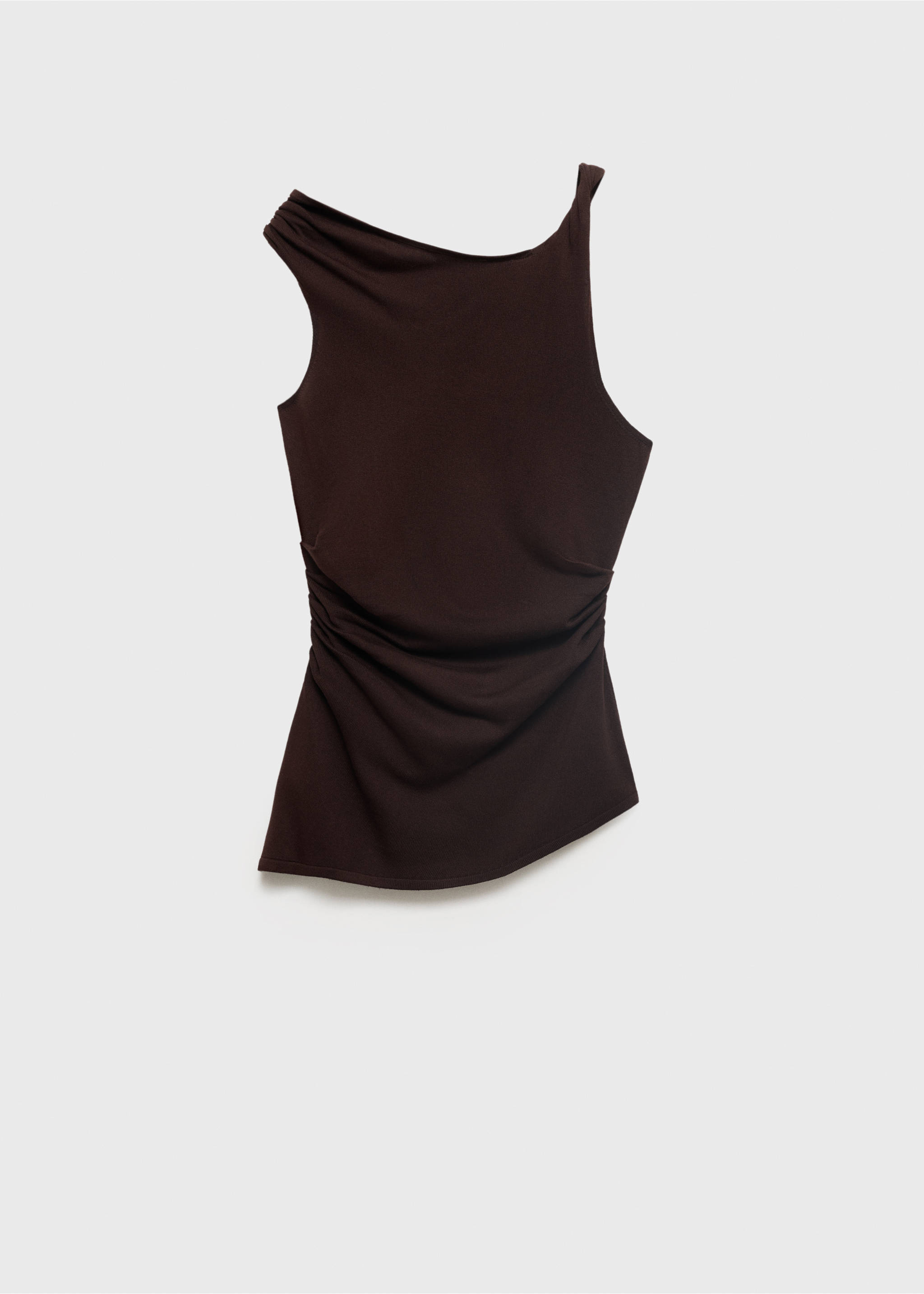 Asymmetrical fine-knit top - Article without model, Chocolate. Ref: 87057191-00.