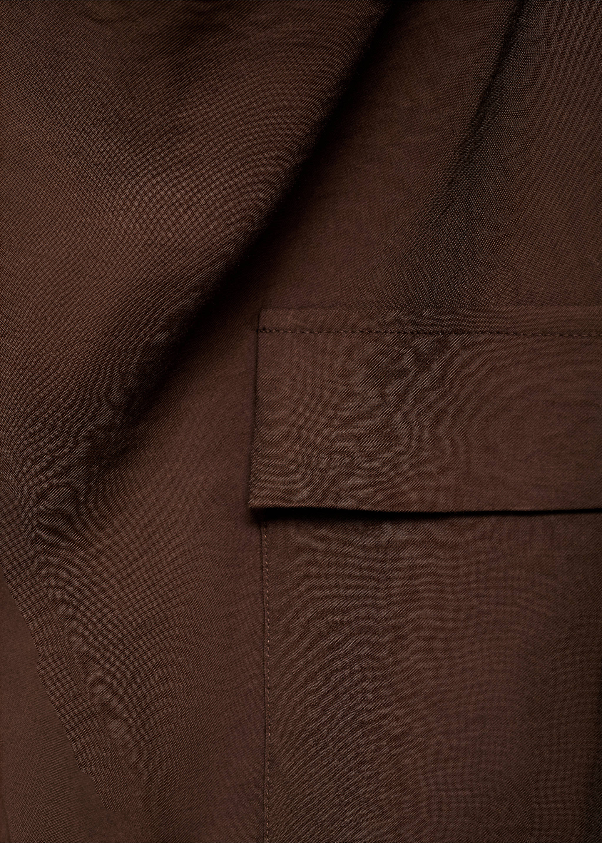 Blouse with draped neck and belt - Details of the article 8, Chocolate. Ref: 87057192-00.