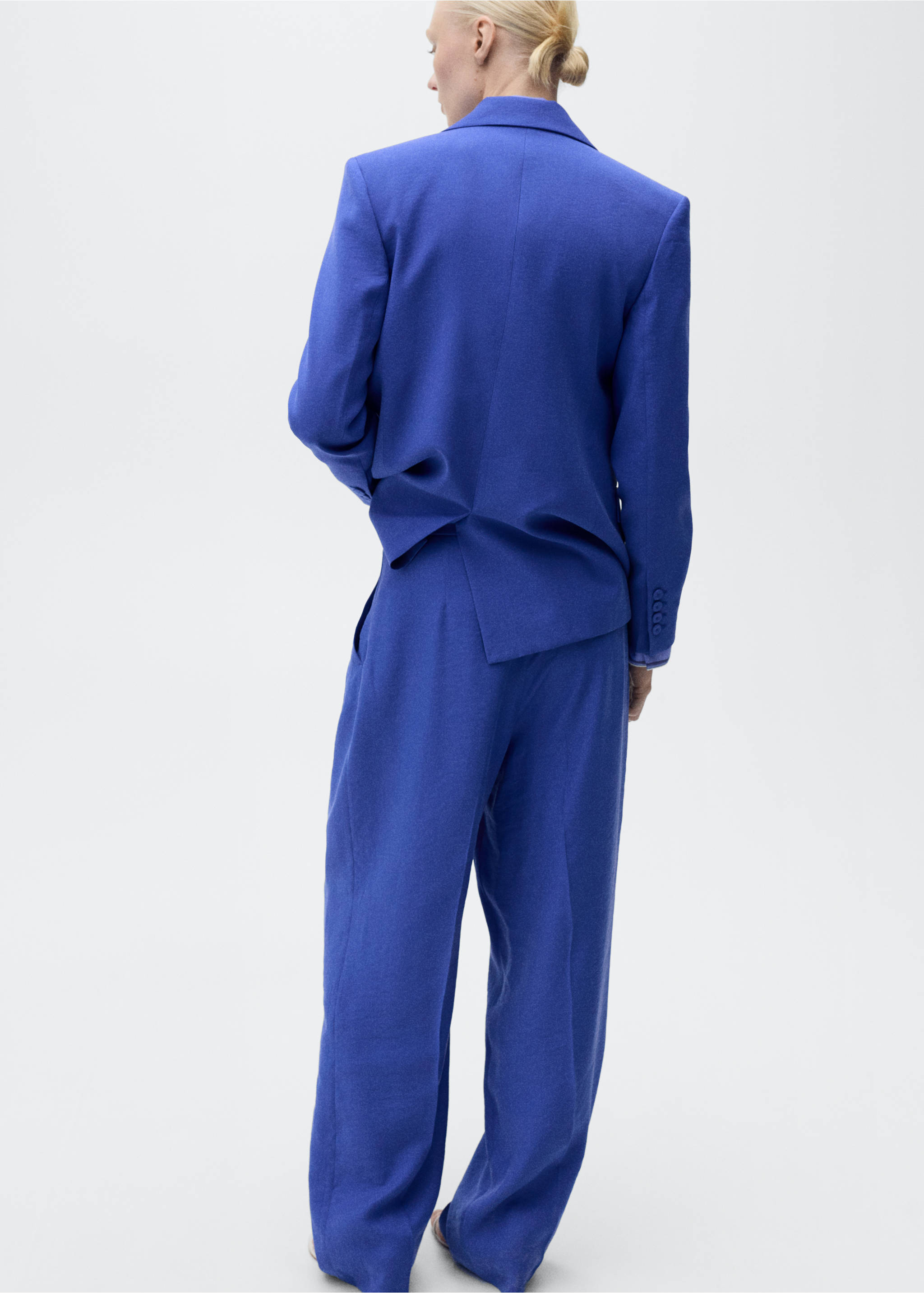 Wide leg pleated suit trousers - Reverse of the article, Blue. Ref: 87057194-00.