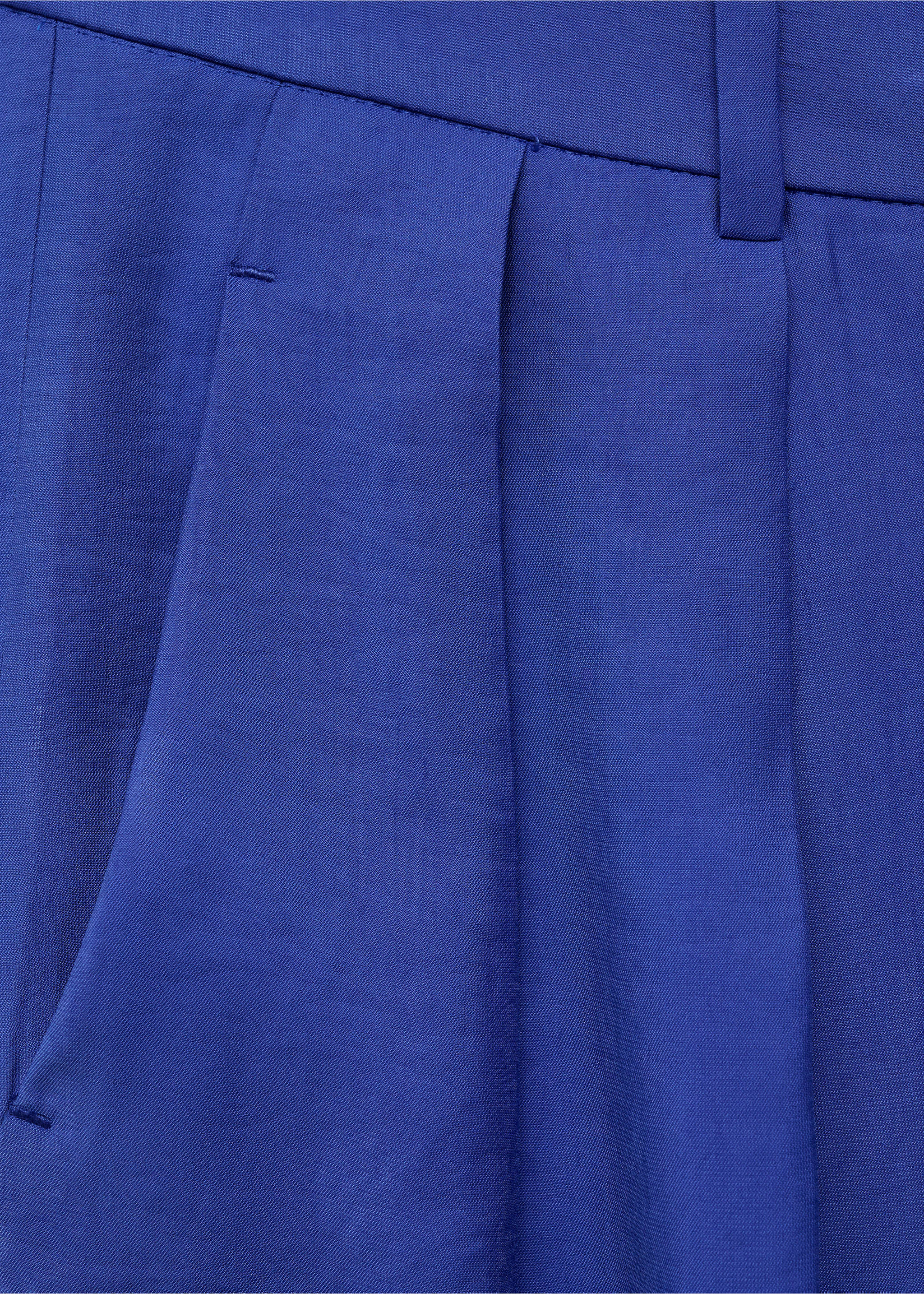 Wide leg pleated suit trousers - Details of the article 8, Blue. Ref: 87057194-00.