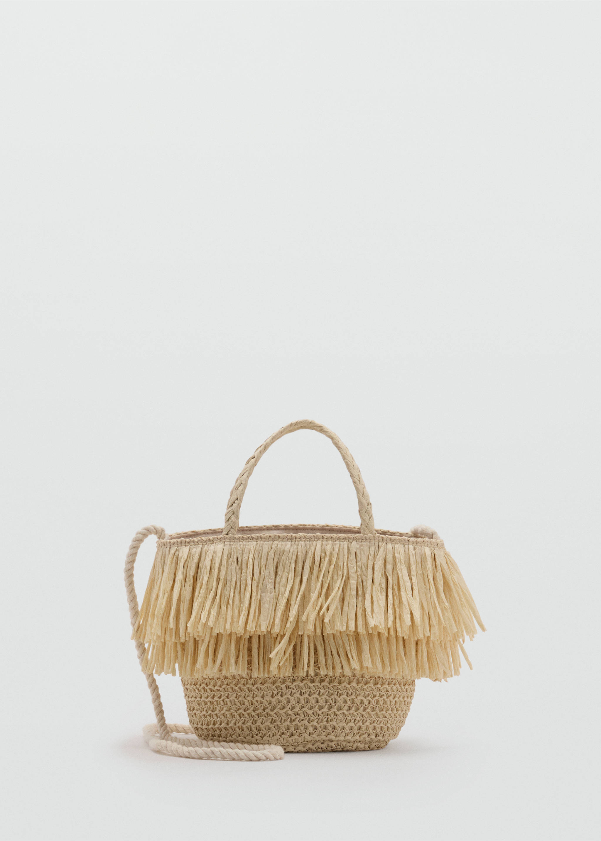 Fringed raffia bag - Article without model, Sand. Ref: 87057671-00.