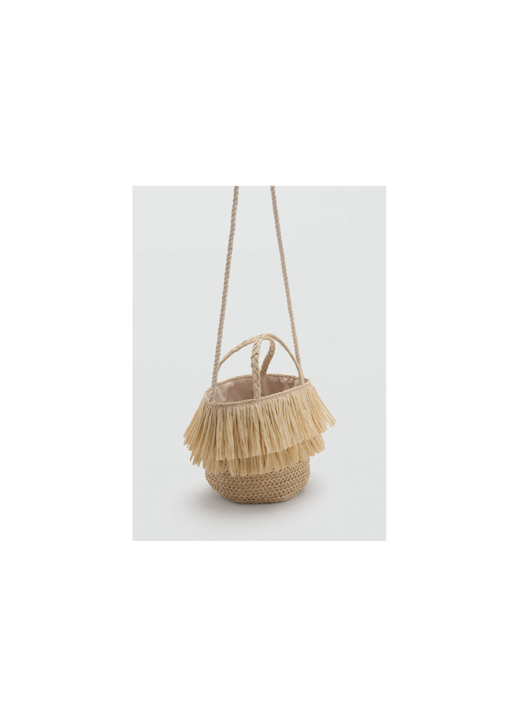 Fringed raffia bag - Details of the article 6, Sand. Ref: 87057671-00.