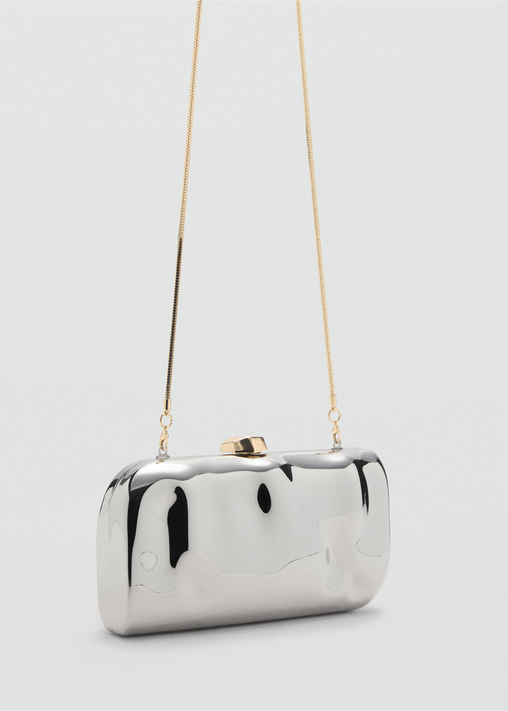 Poșetă clutch cu lanț - Plan mediu, Argintiu. Ref: 87057674-00.