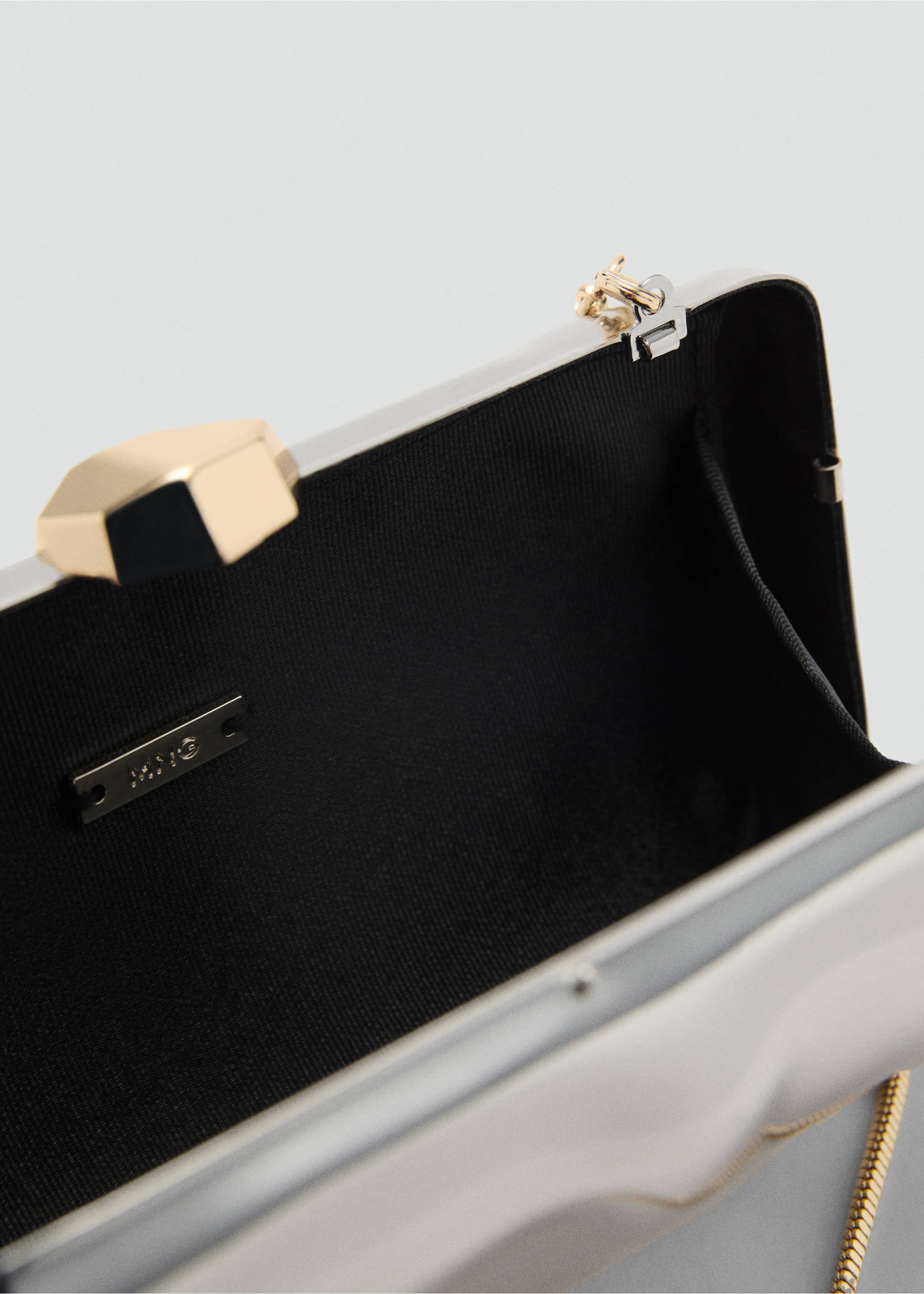 Poșetă clutch cu lanț - Detaliu al articolului 2, Argintiu. Ref: 87057674-00.