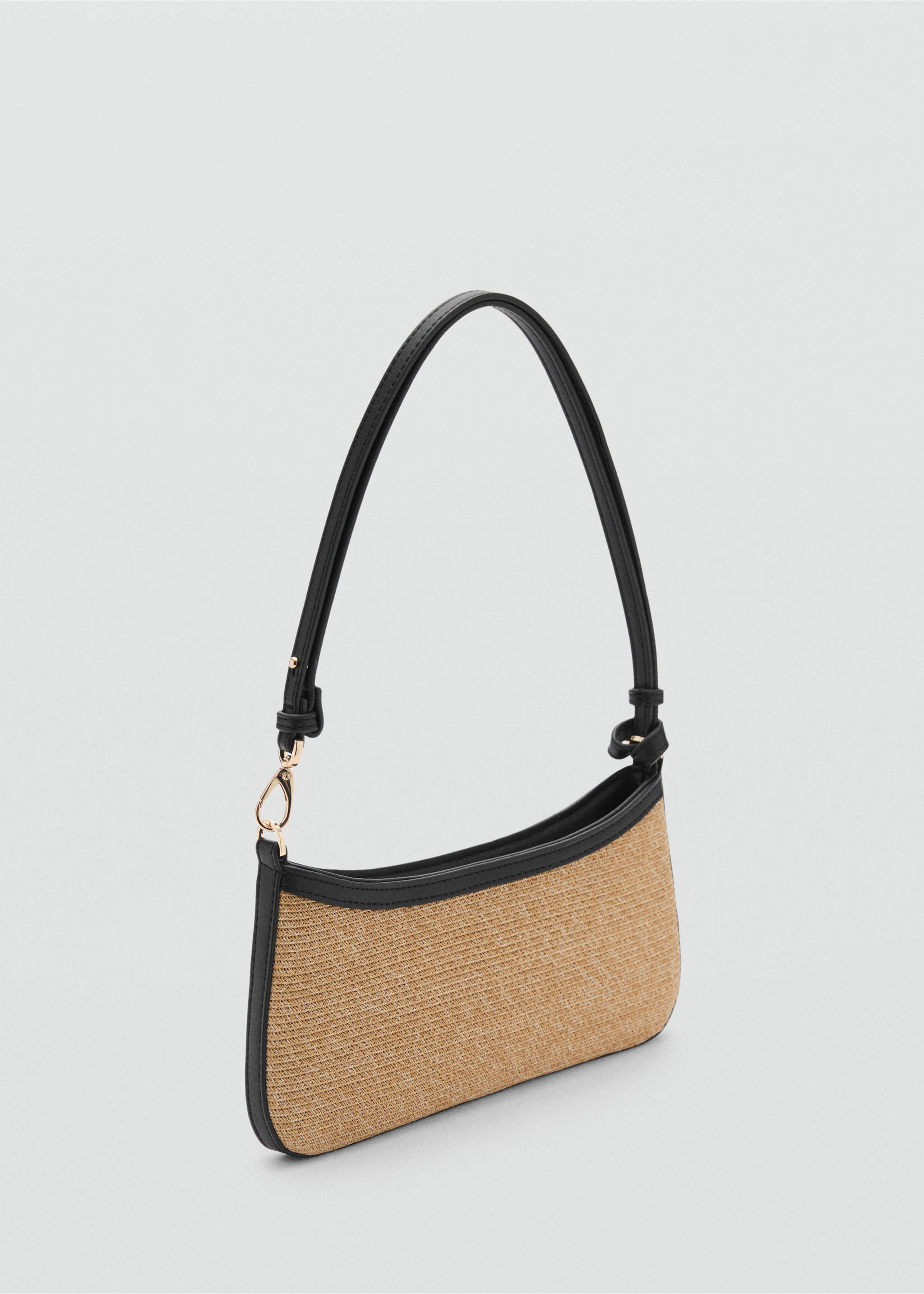 Natural fibre shoulder bag - Medium plane, Black. Ref: 87057676-00.
