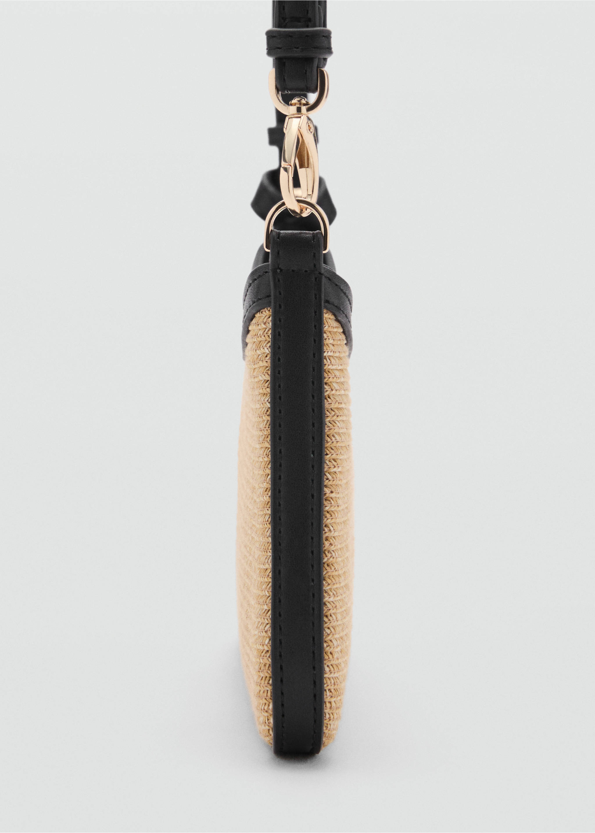 Natural fibre shoulder bag - Details of the article 1, Black. Ref: 87057676-00.
