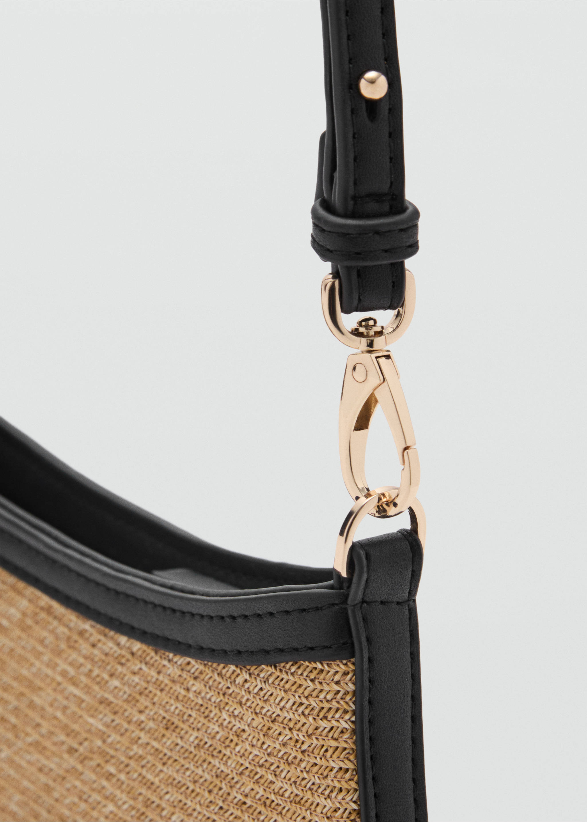 Natural fibre shoulder bag - Details of the article 4, Black. Ref: 87057676-00.