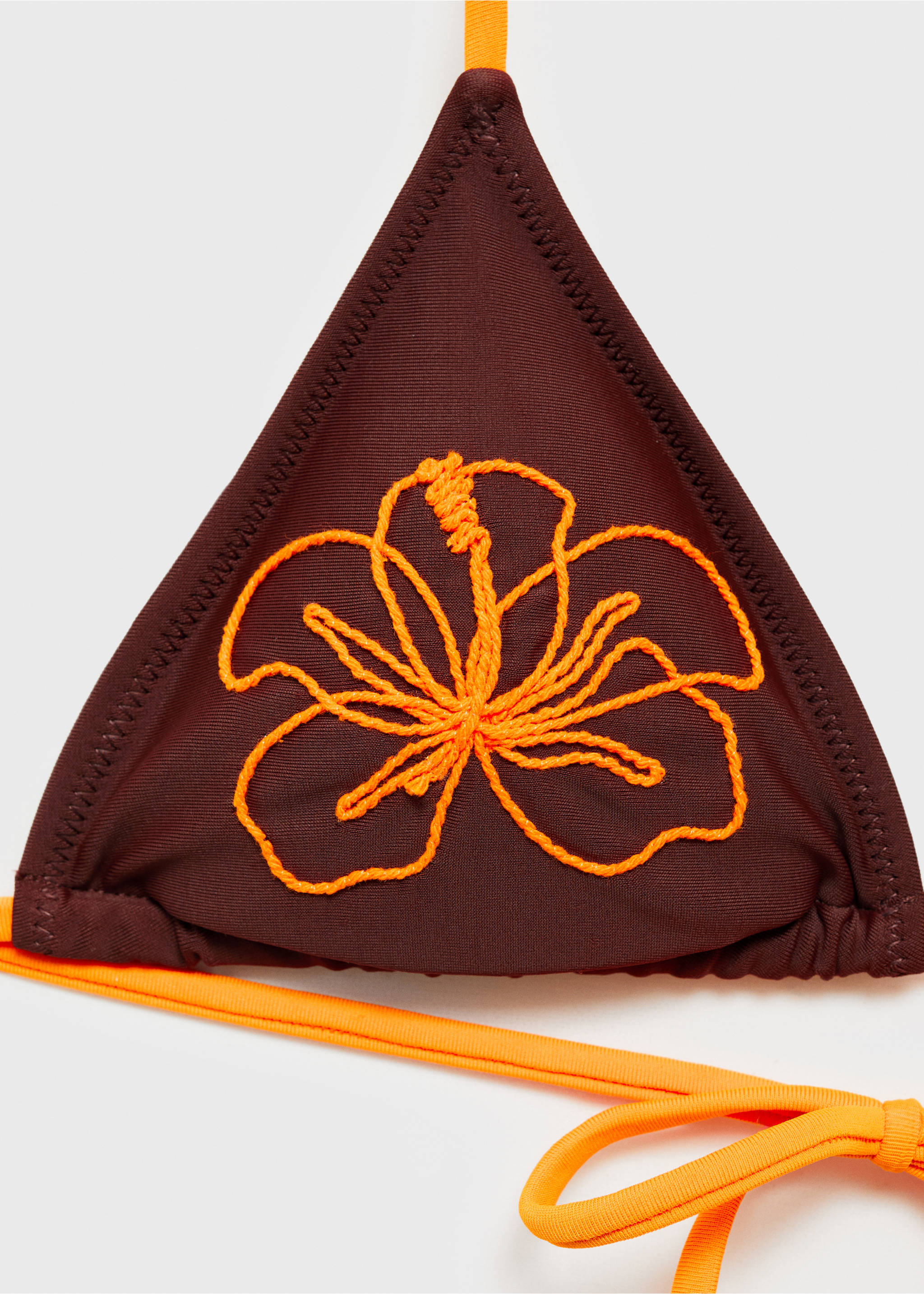 Bikiniöverdel med blombrodyr - Detaljer om artikeln 0, Choklad. Ref: 87057677-00.