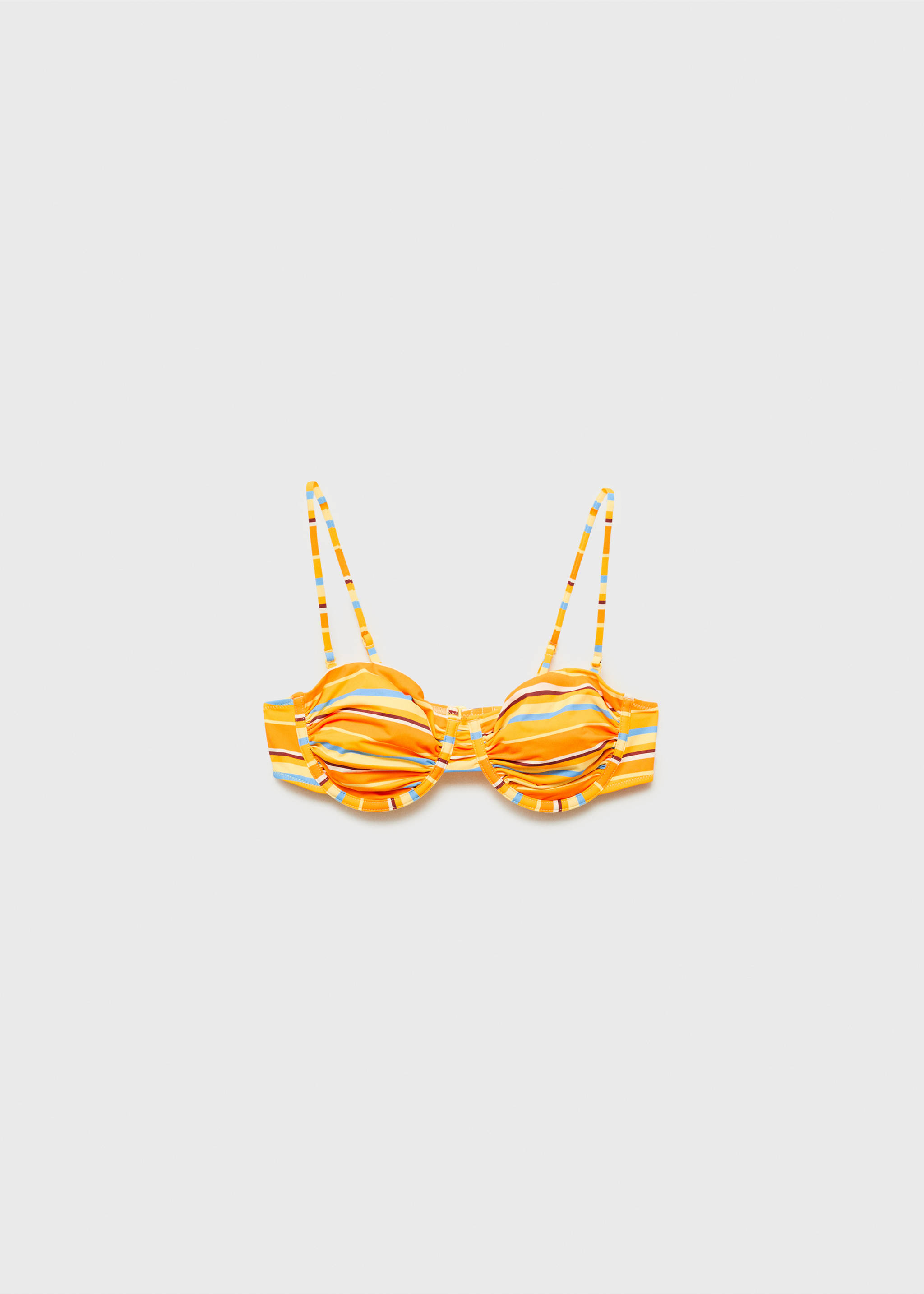 Stripe-print hoop bikini top - Article without model, Pastel Yellow. Ref: 87057678-00.