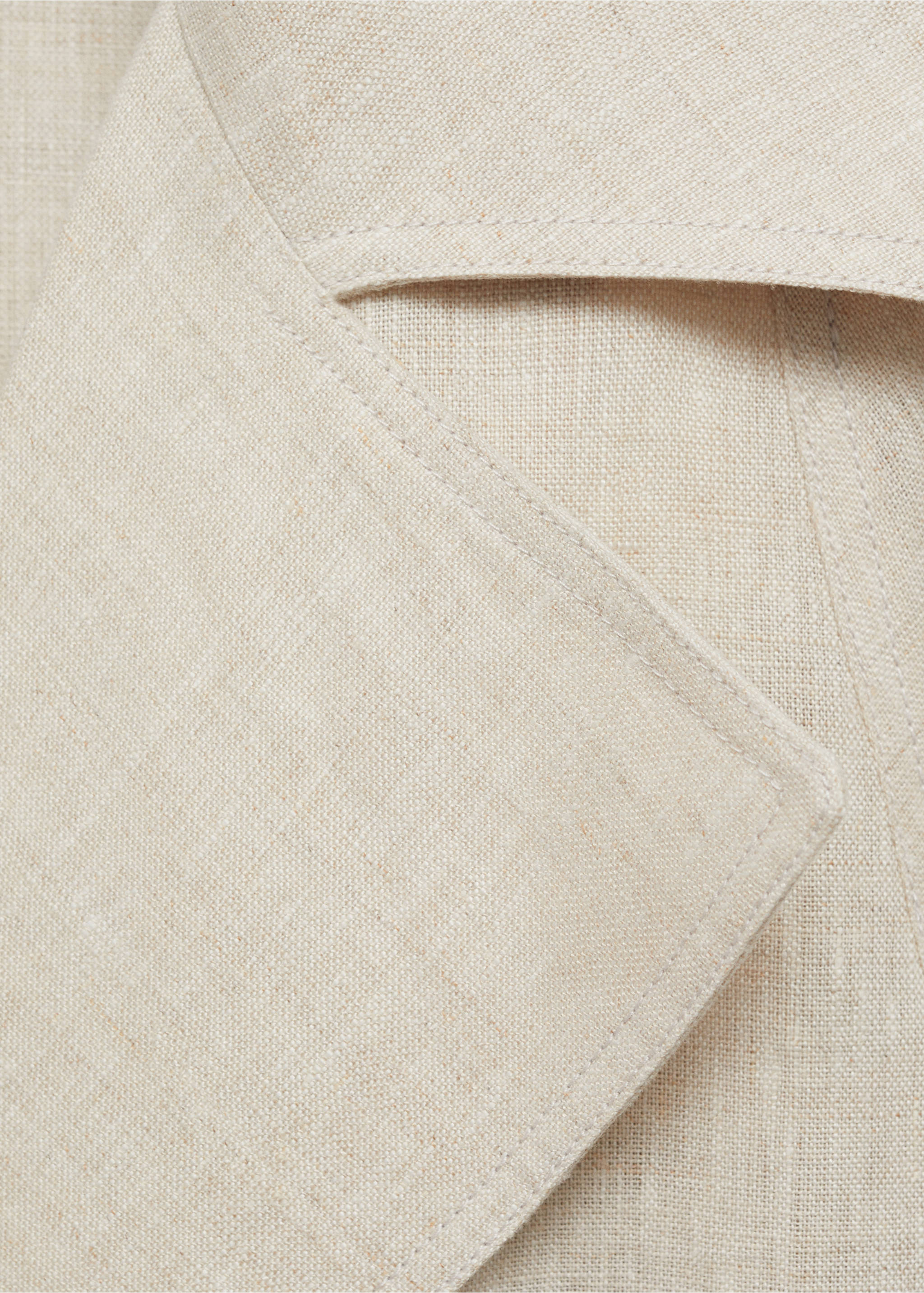 Linen trench coat with pronounced lapels - Details of the article 8, Light/Pastel Grey. Ref: 87057680-00.