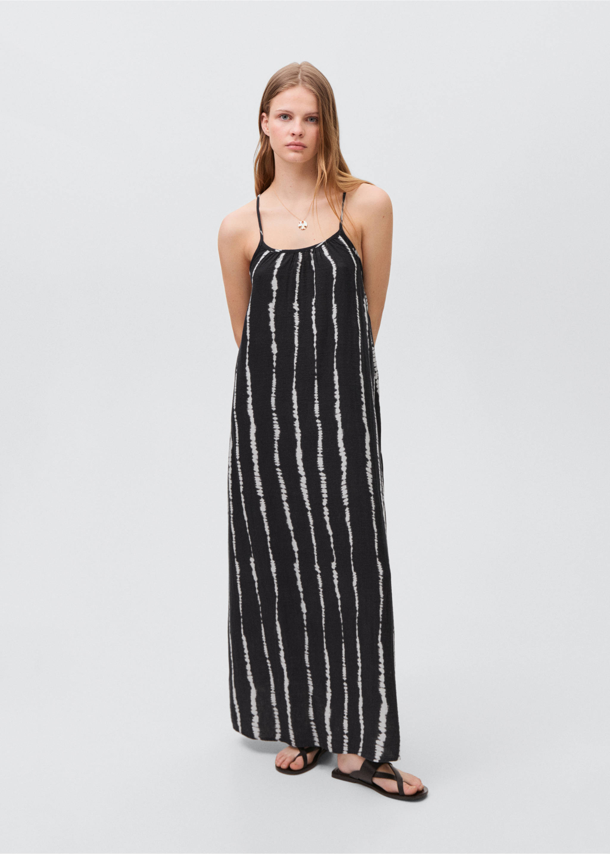 Long tie-dye dress - General plane, Black. Ref: 87057682-00.