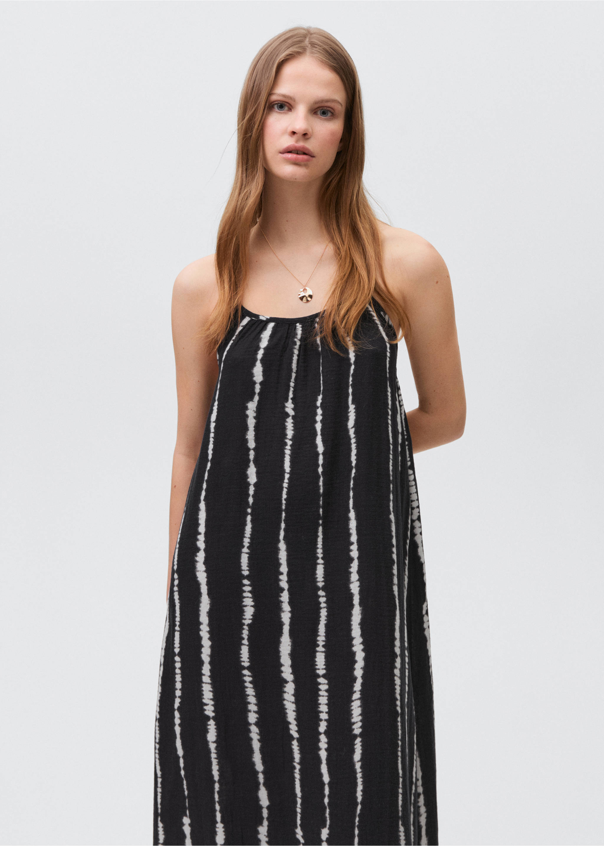 Long tie-dye dress - Medium plane, Black. Ref: 87057682-00.