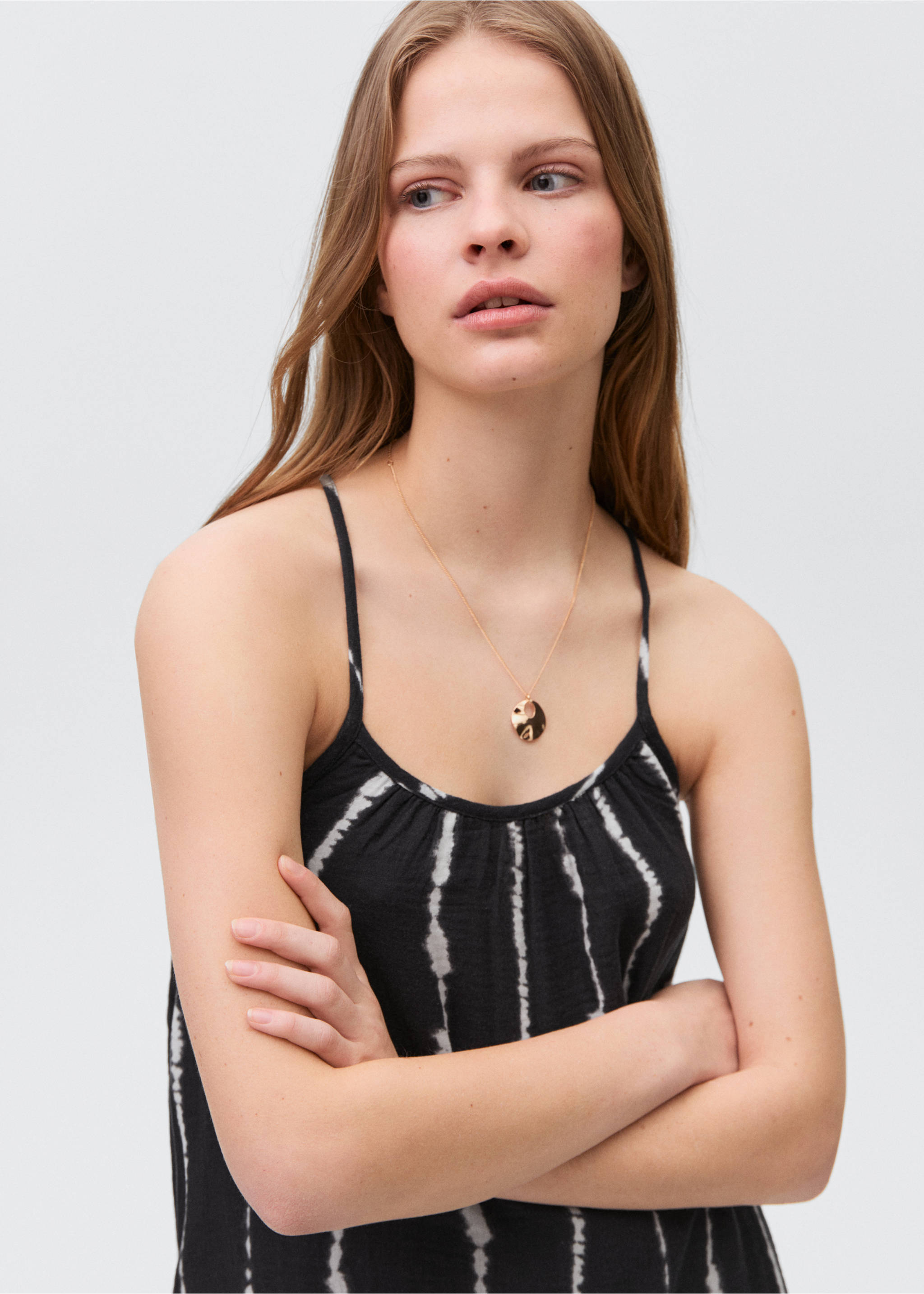 Long tie-dye dress - Details of the article 1, Black. Ref: 87057682-00.