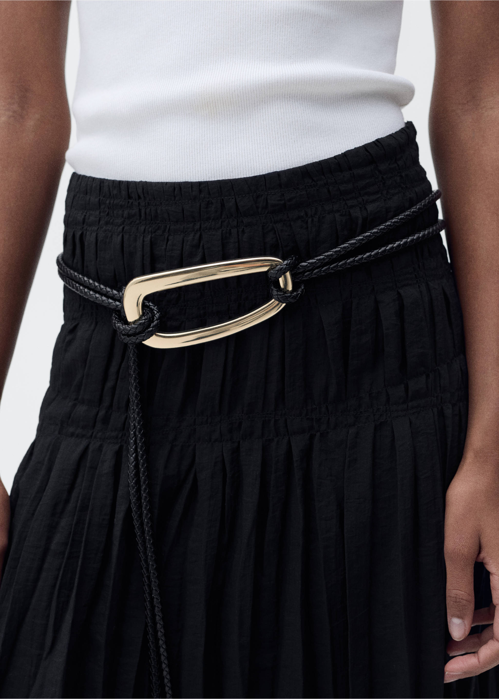 Geraffter Midi-Rock - Detail des Artikels 6, Schwarz. Ref: 87057690-00.