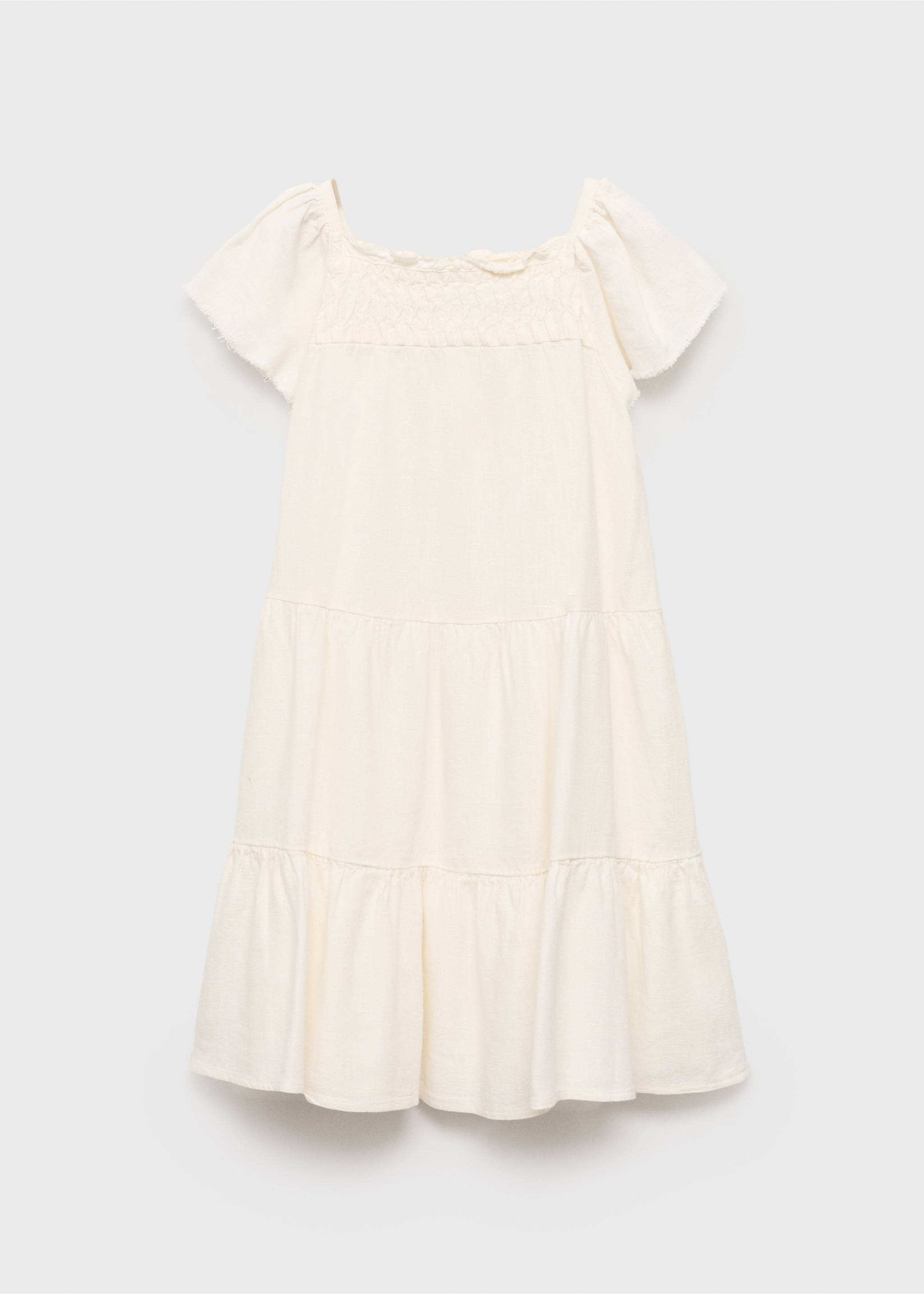 Ruffled linen dress - Article without model, White. Ref: 87057696-00.