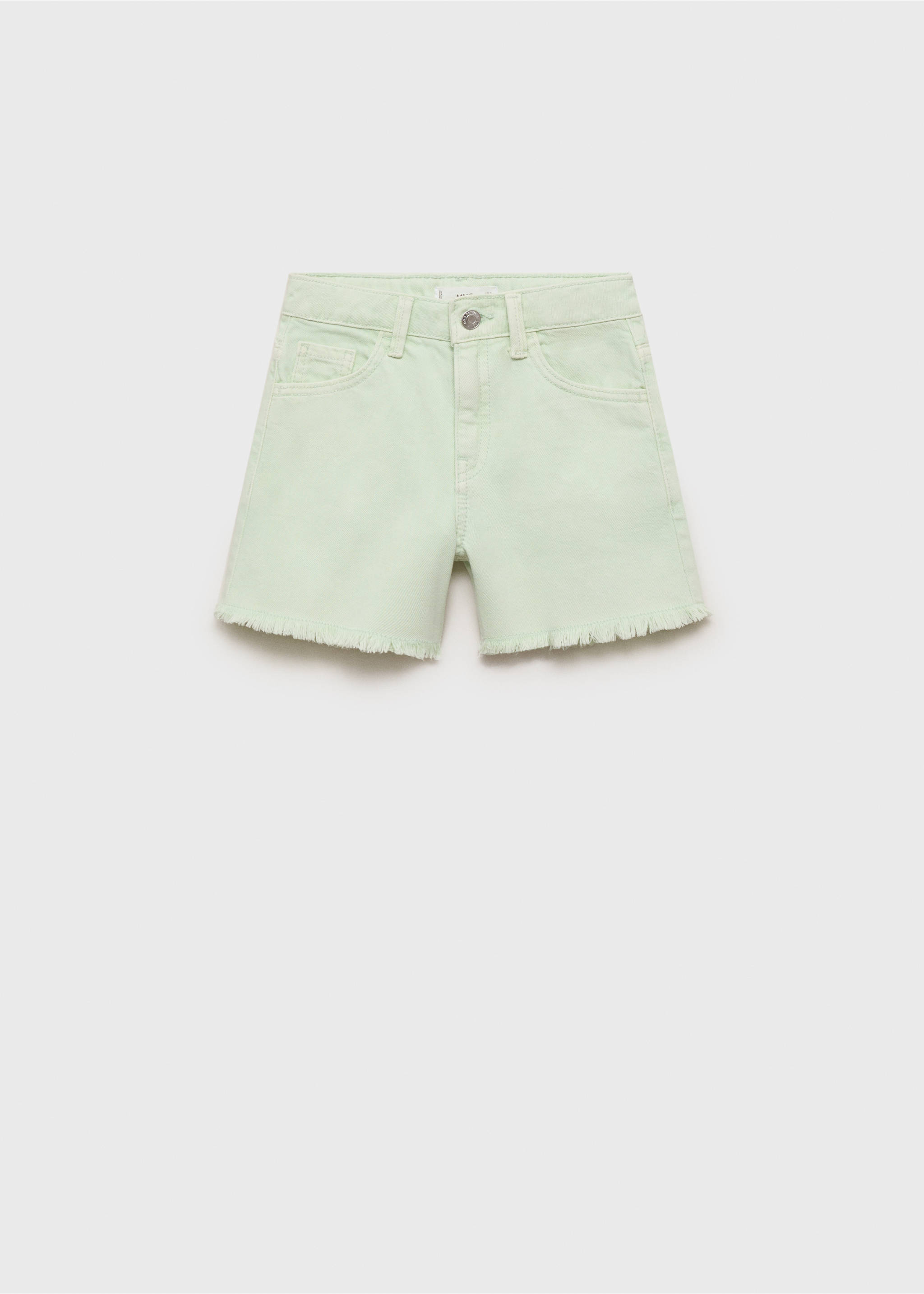 Denim shorts with frayed hem - Article without model, Aqua Green. Ref: 87057701-00.