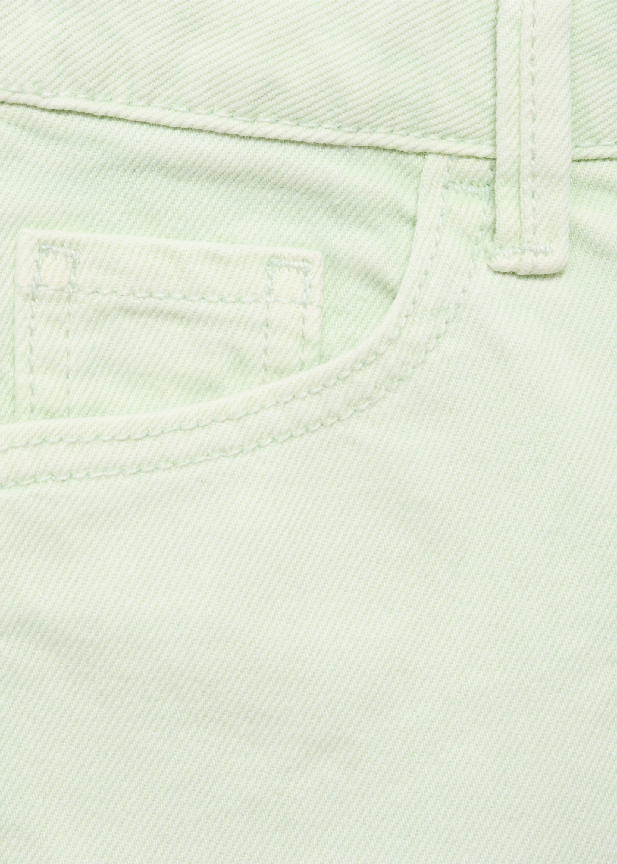Denim shorts with frayed hem - Details of the article 8, Aqua Green. Ref: 87057701-00.