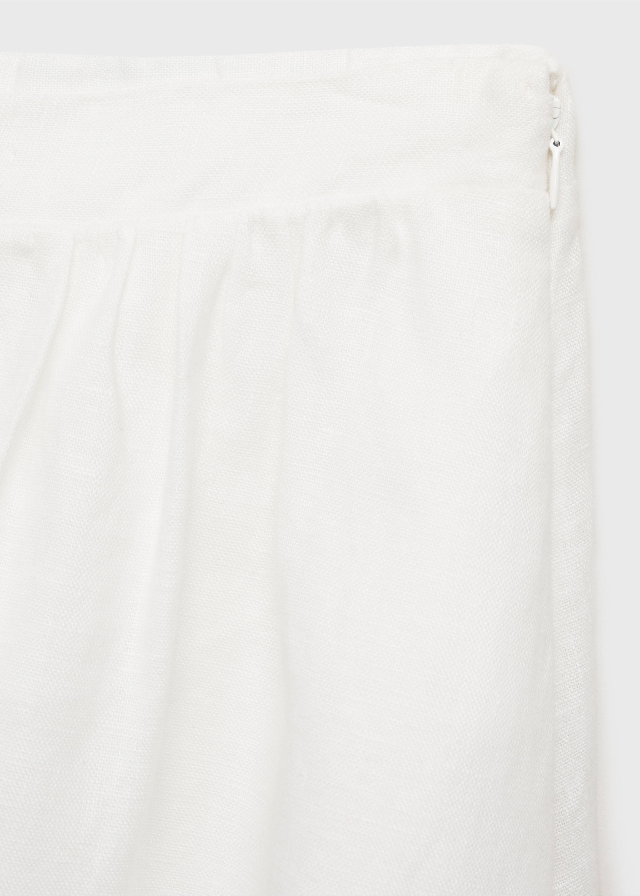 Flared linen skirt - Details of the article 8, White. Ref: 87057702-00.