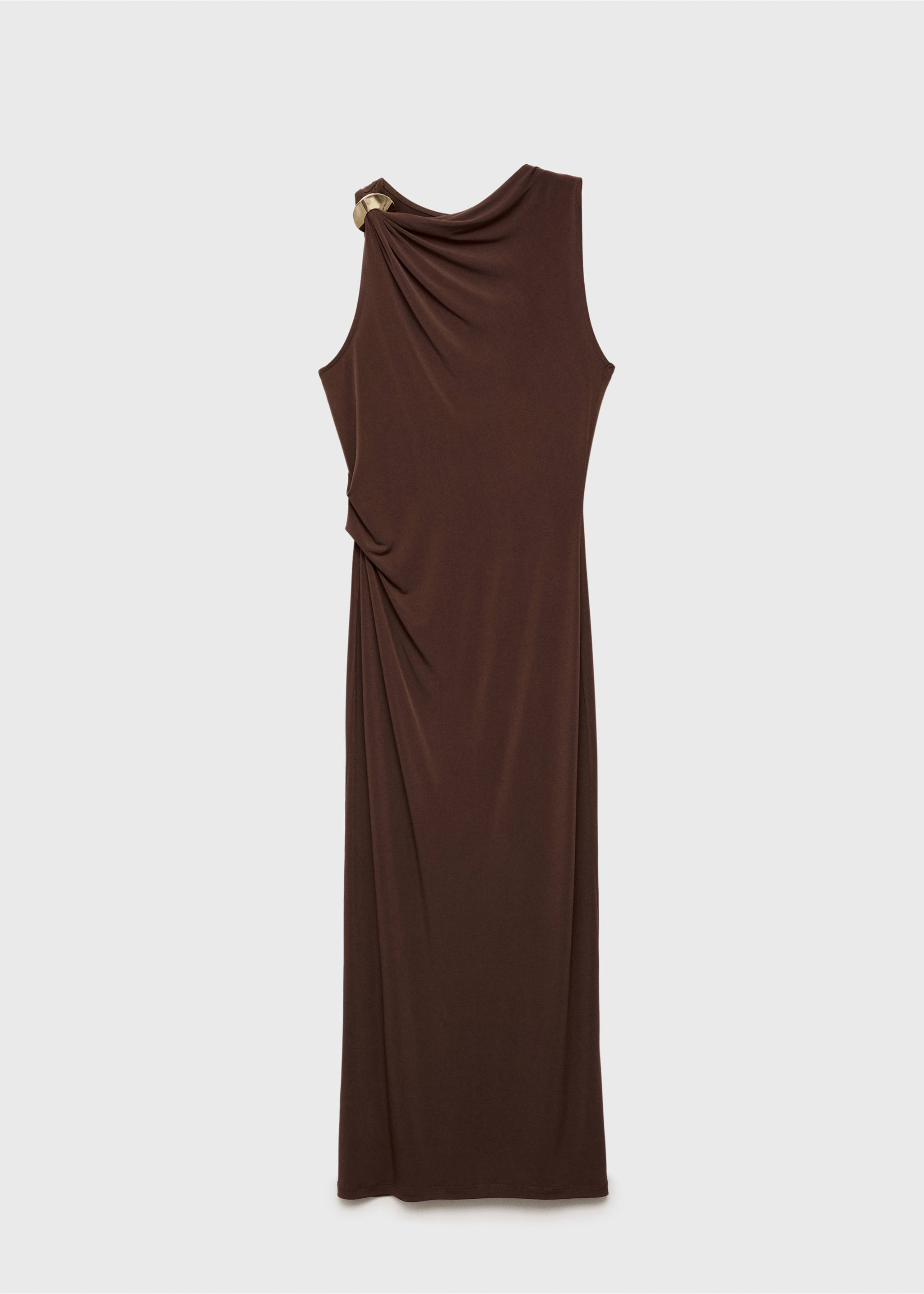 Drapiertes Kleid mit Metallic-Detail - Artikel ohne Model, Schokolade. Ref: 87057716-00.