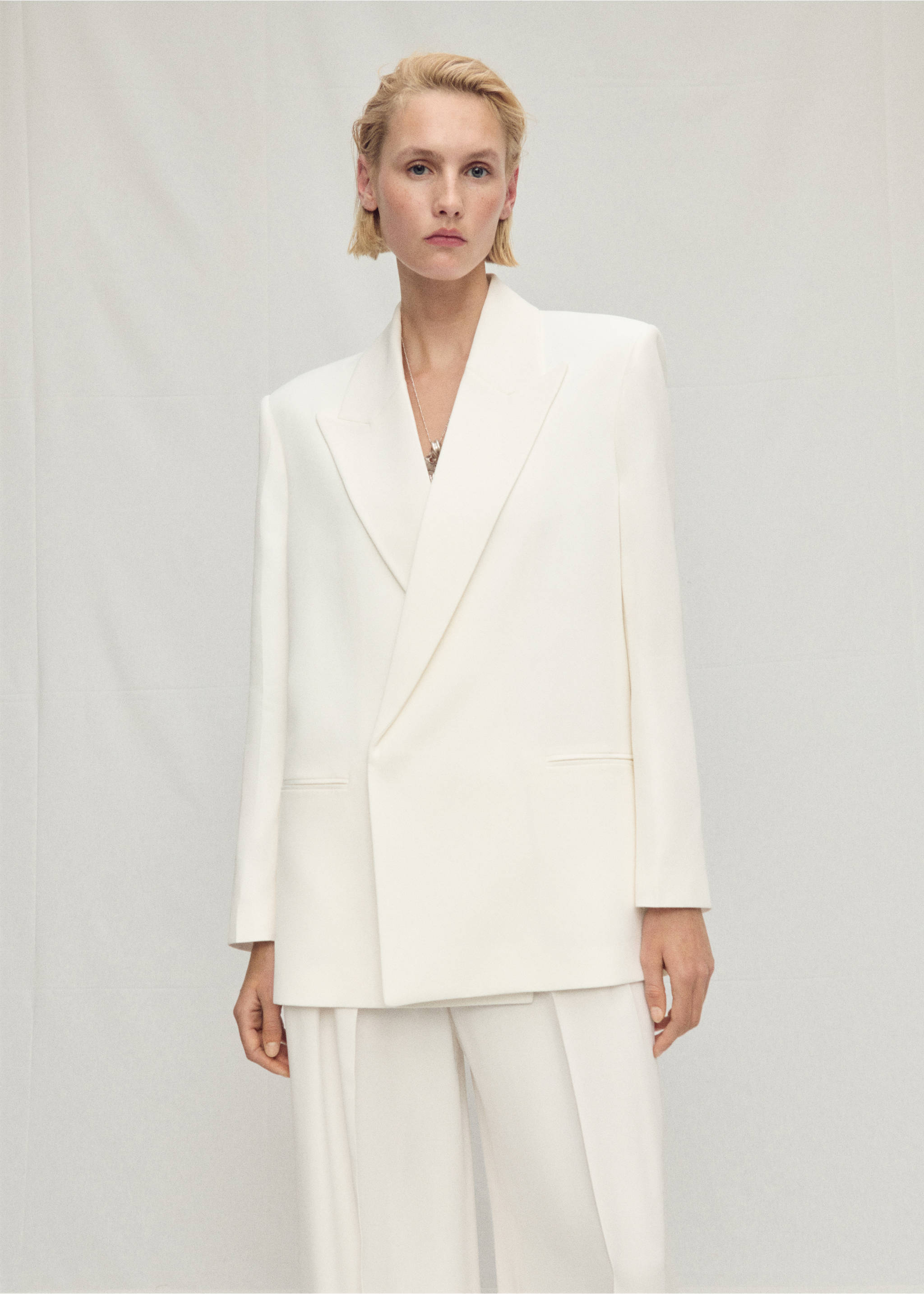 Blazer traje lyocell cruzada - Detalle del artículo 1, Blanco roto. Ref: 87057719-00.