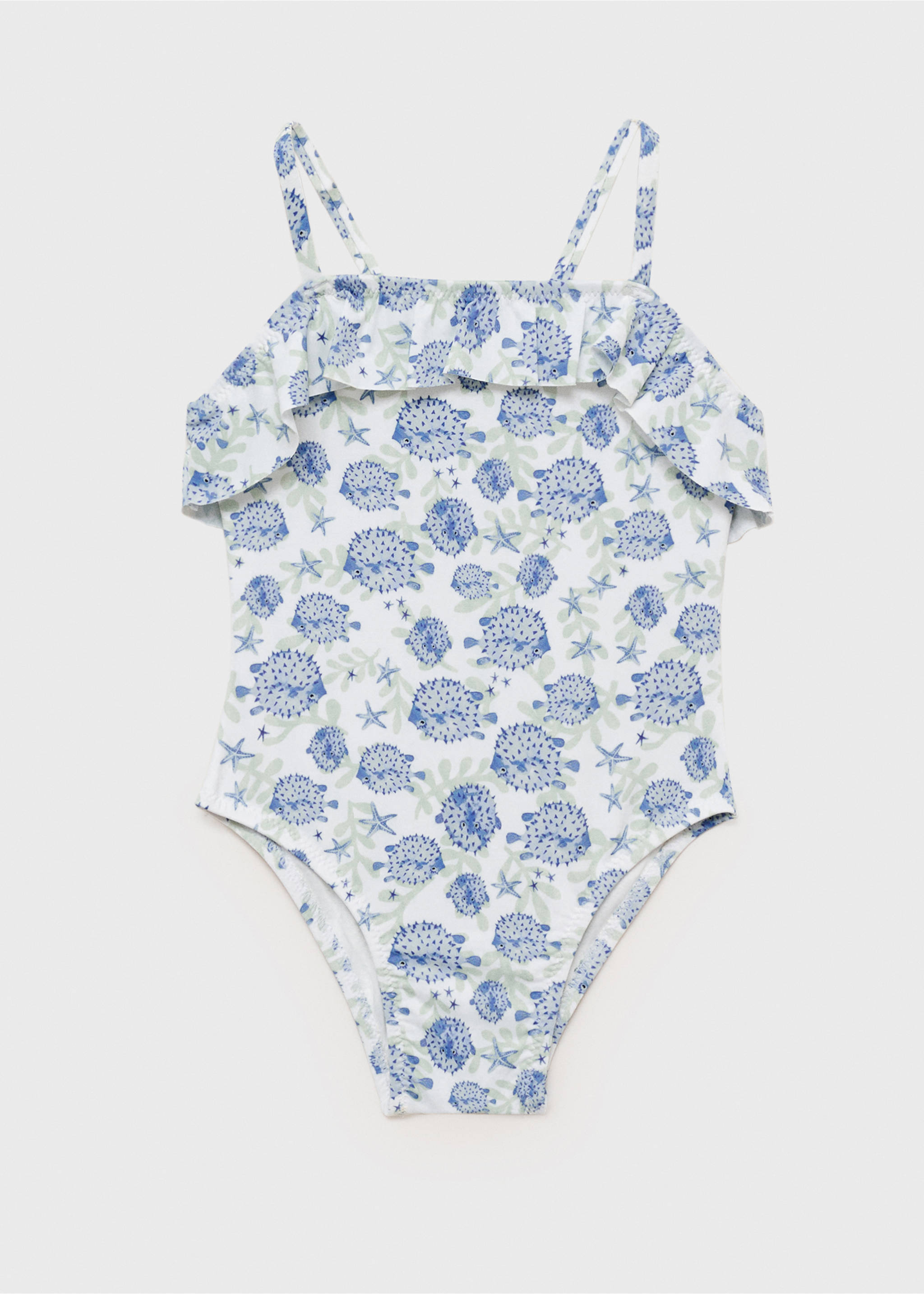 Ruffle print swimsuit - Details of the article 2, White. Ref: 87057889-00.