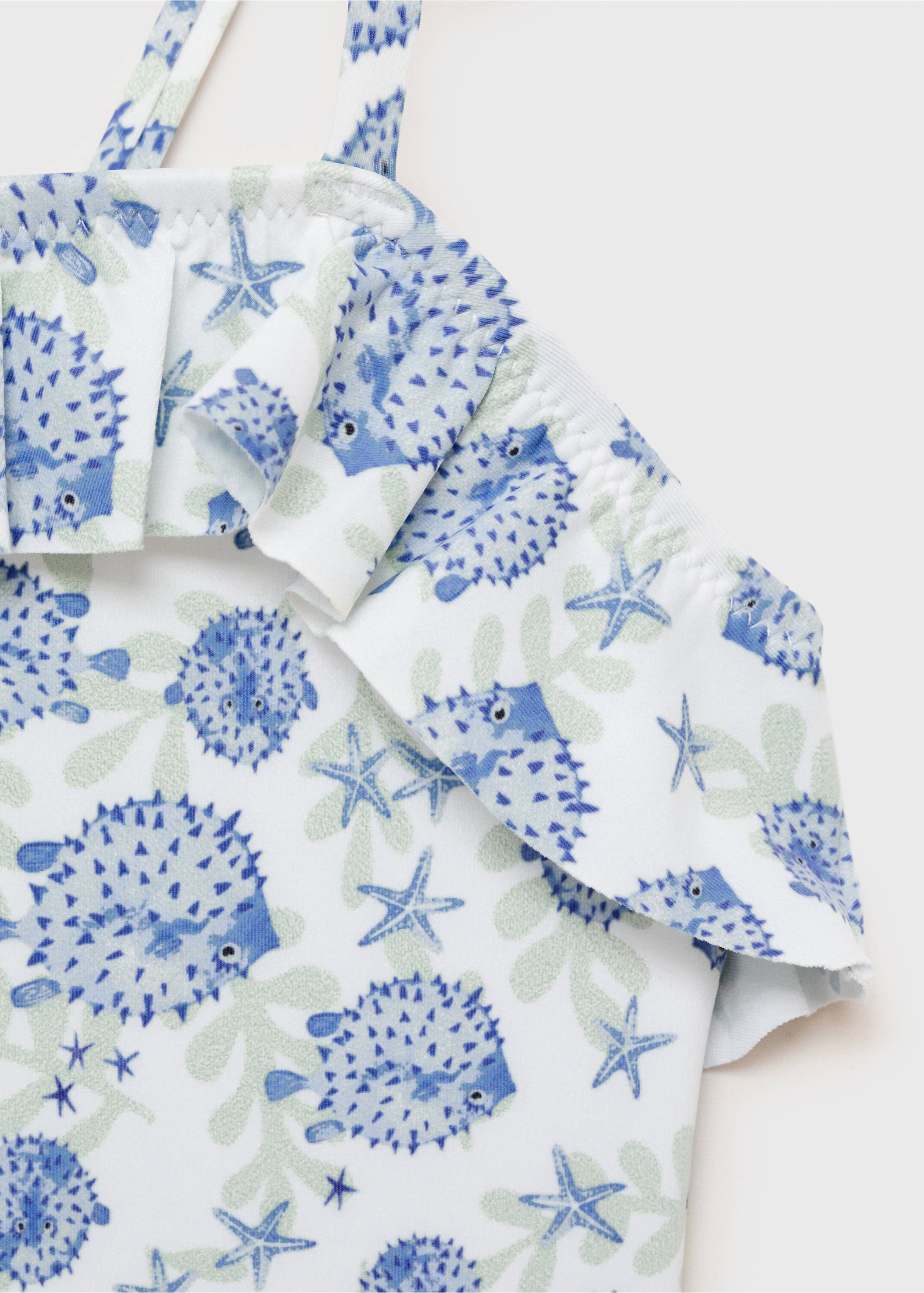 Ruffle print swimsuit - Details of the article 8, White. Ref: 87057889-00.