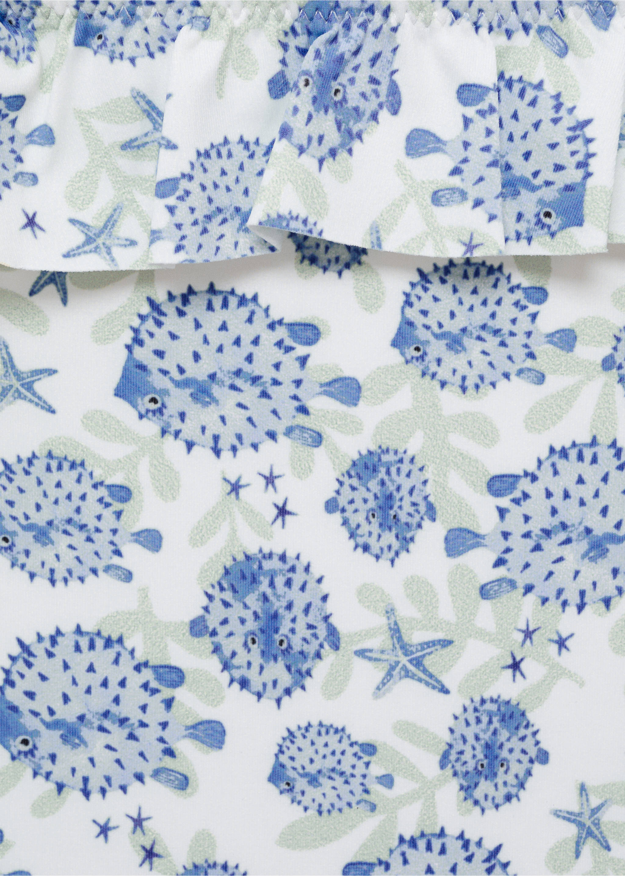 Ruffle print swimsuit - Details of the article 0, White. Ref: 87057889-00.