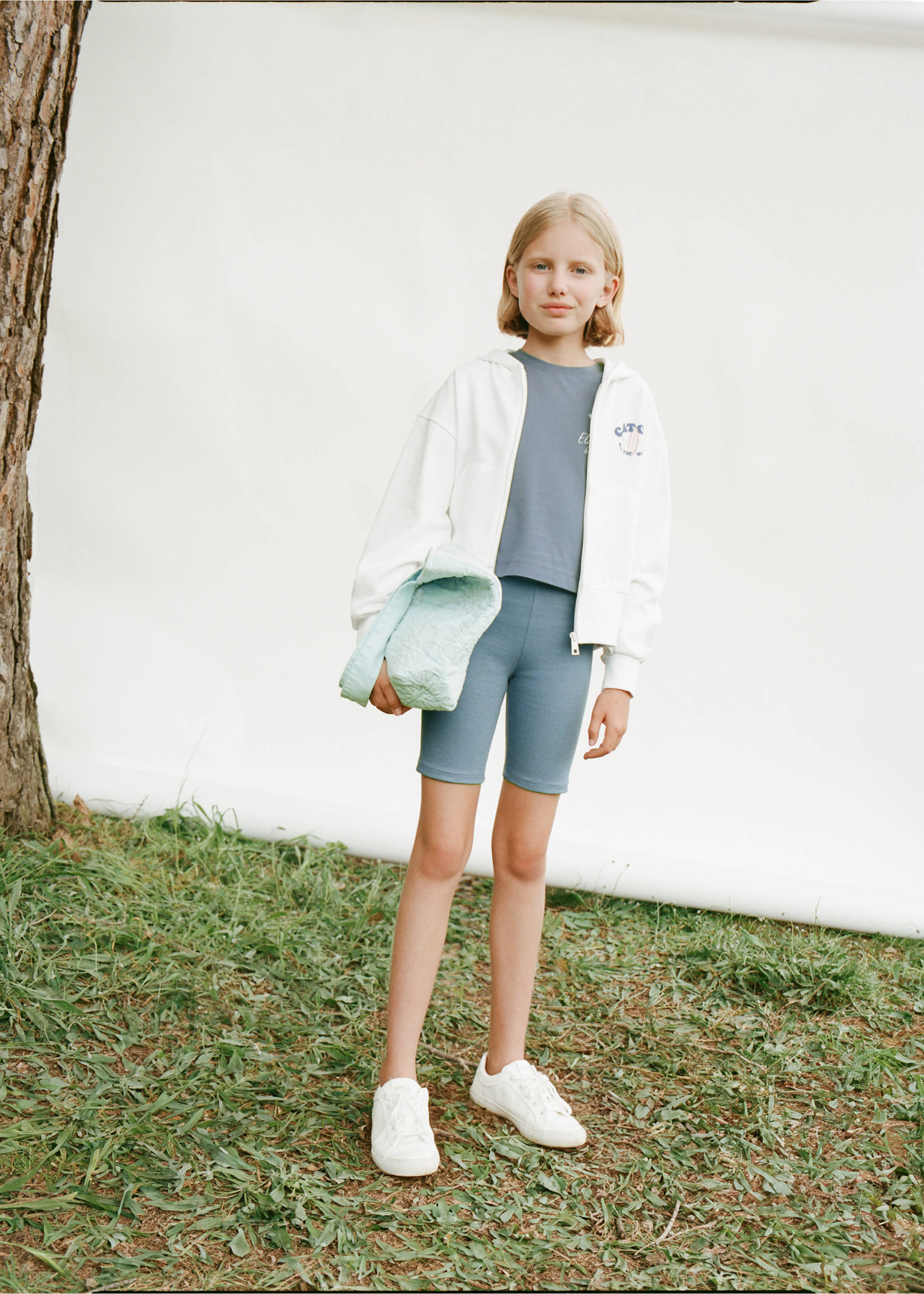 Ribbed short leggings - Details of the article 5, Petrol Blue. Ref: 87057890-00.