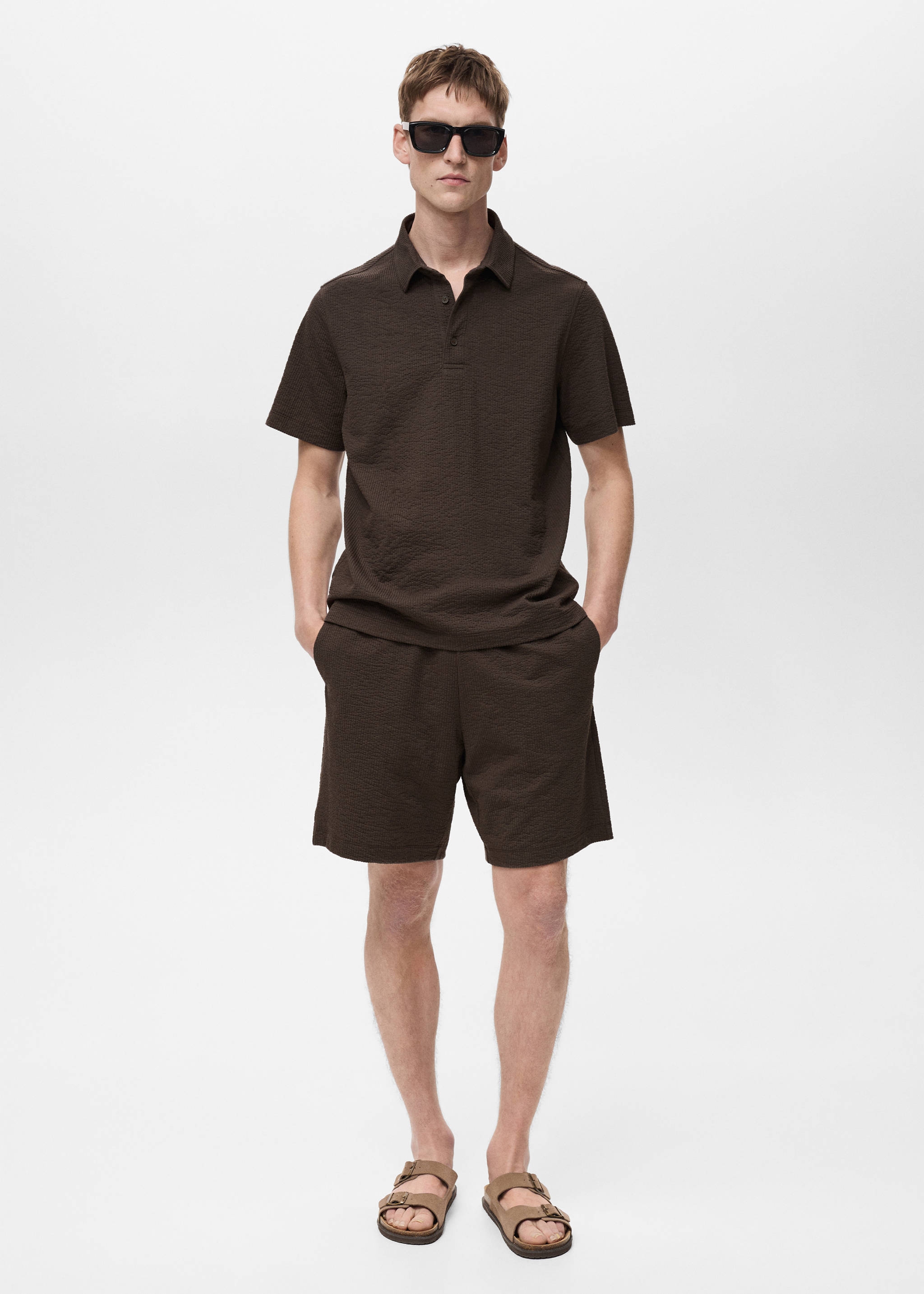 Seersucker shorts with drawstring - General plane