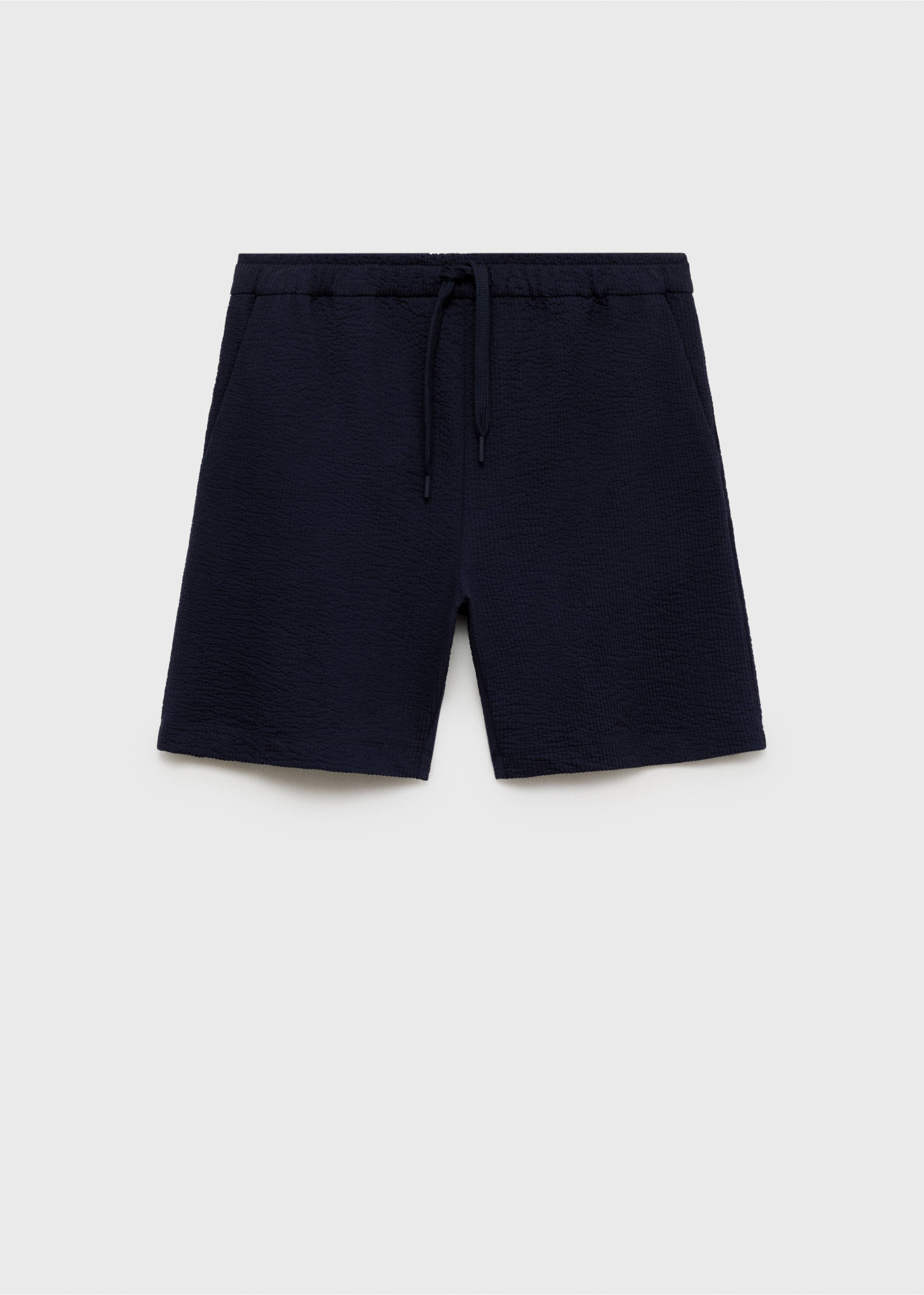 Seersucker shorts with drawstring - Article without model, Dark Navy. Ref: 87057895-00.