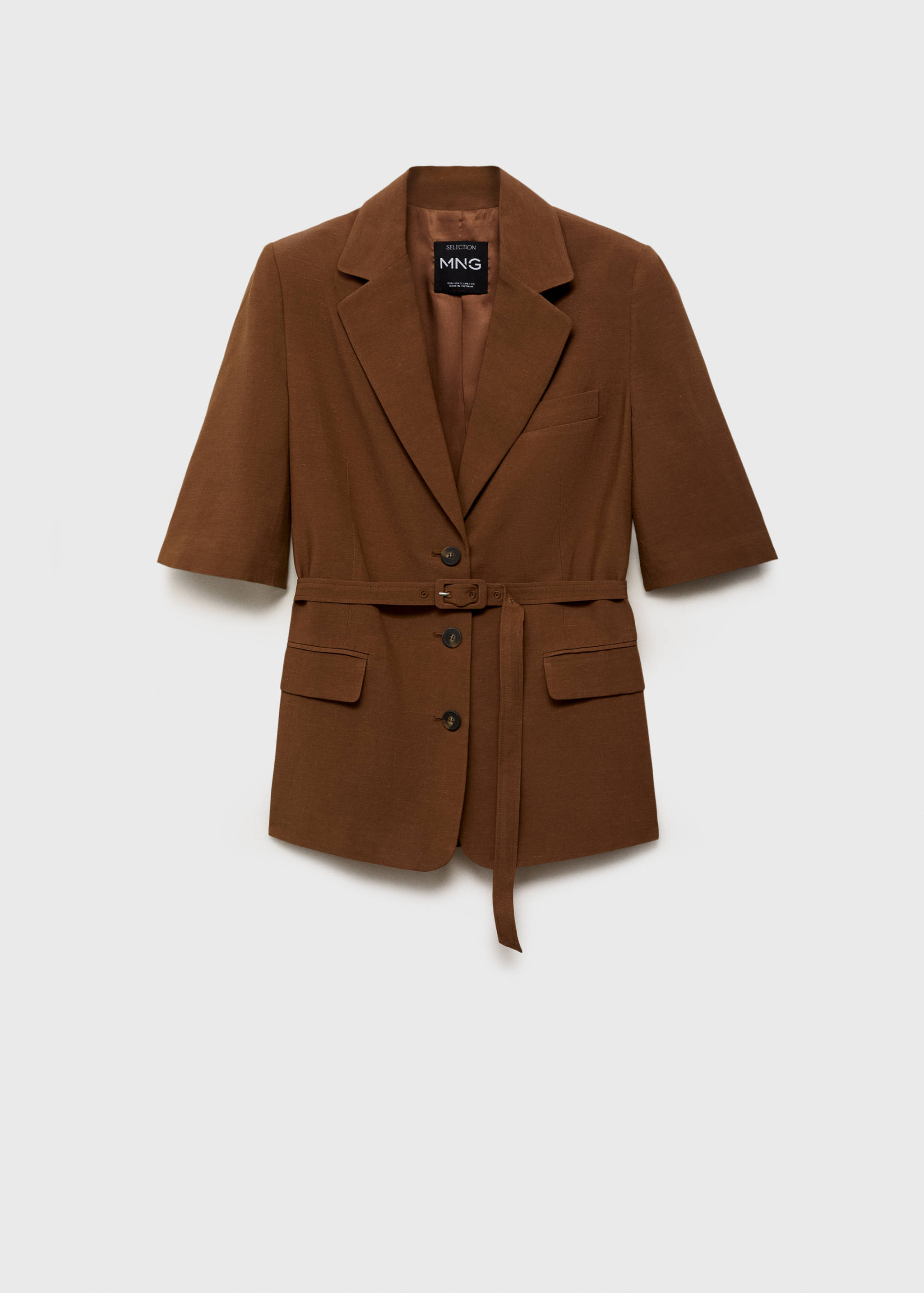 Colbert van een linnenblend met ceintuur - Artikel zonder model