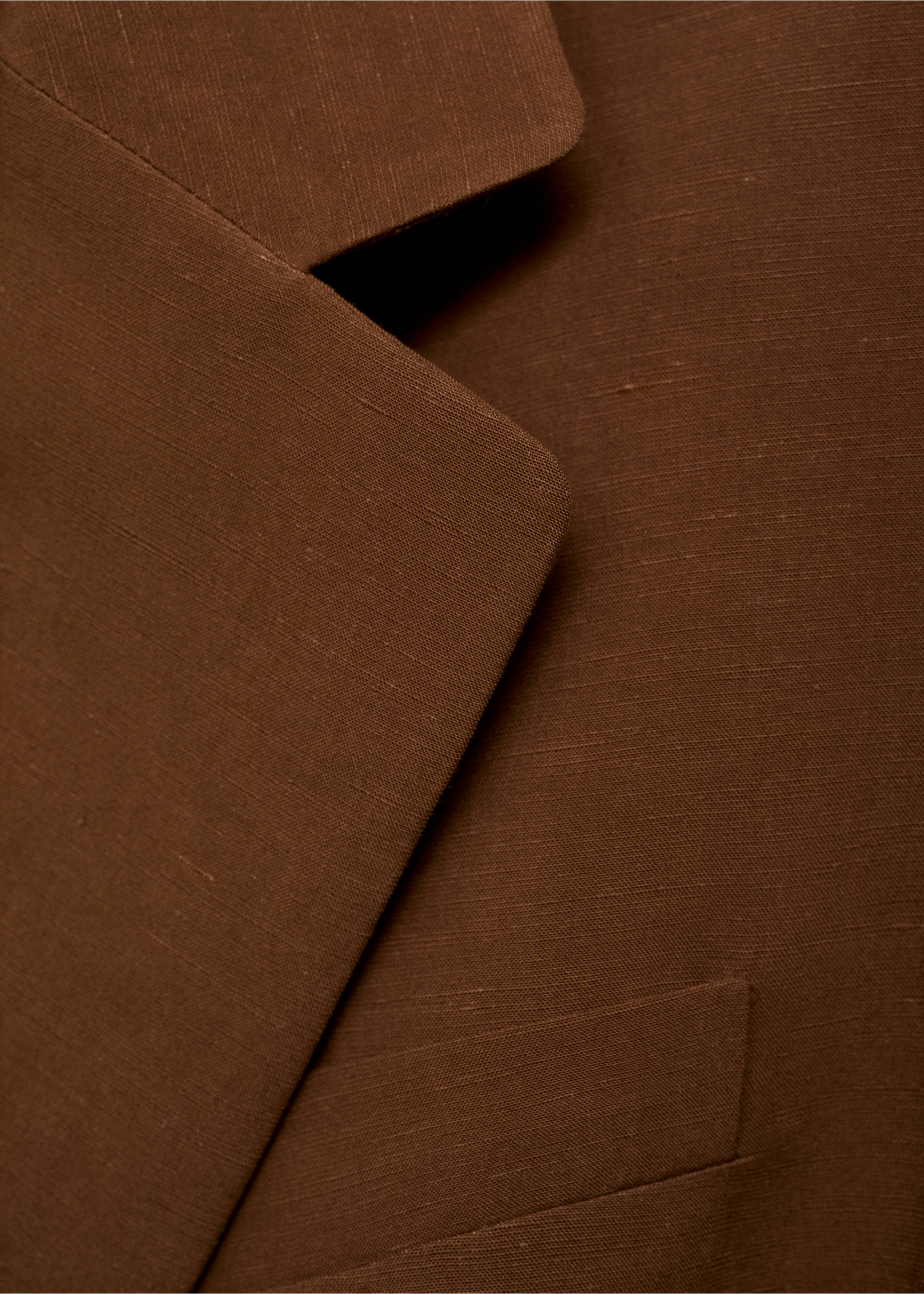 Lenkeverék öltönyblézer övvel - A termék adatai 8, Csokoládé. Ref: 87057896-00.